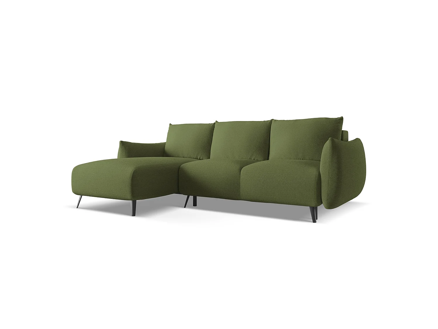 Canapé d’angle 3 places gauche convertible en tissu chenille - bouteille verte - GENOVA