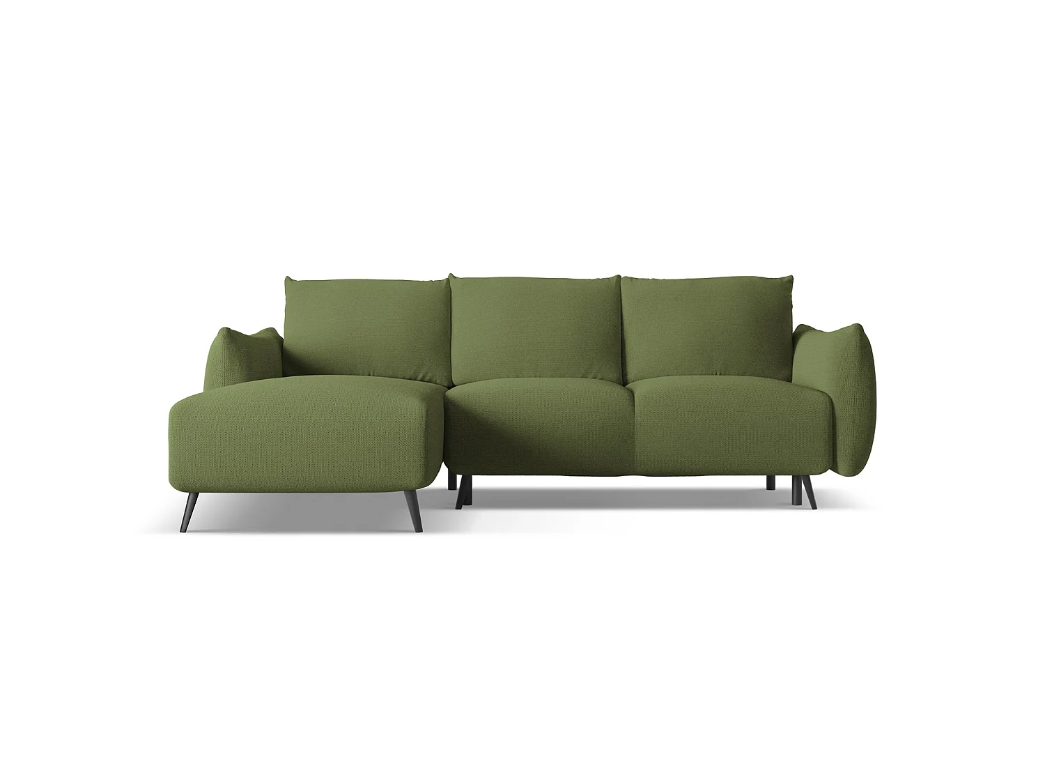 Canapé d’angle 3 places gauche convertible en tissu chenille - bouteille verte - GENOVA