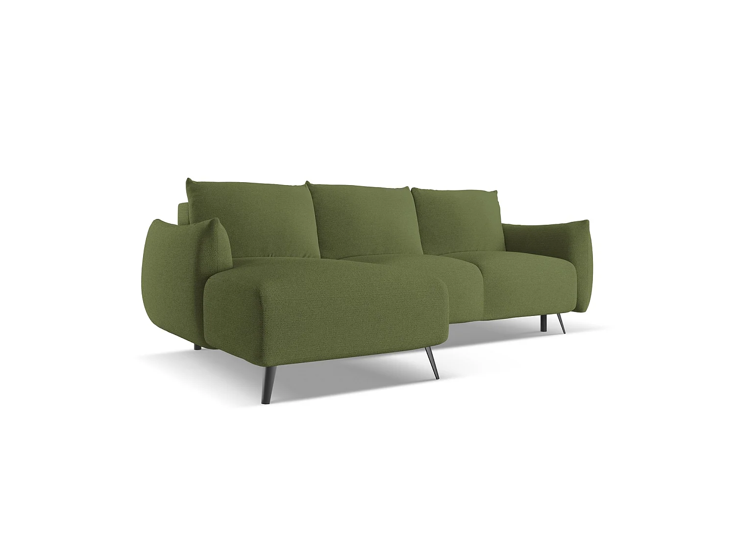 Canapé d’angle 3 places gauche convertible en tissu chenille - bouteille verte - GENOVA