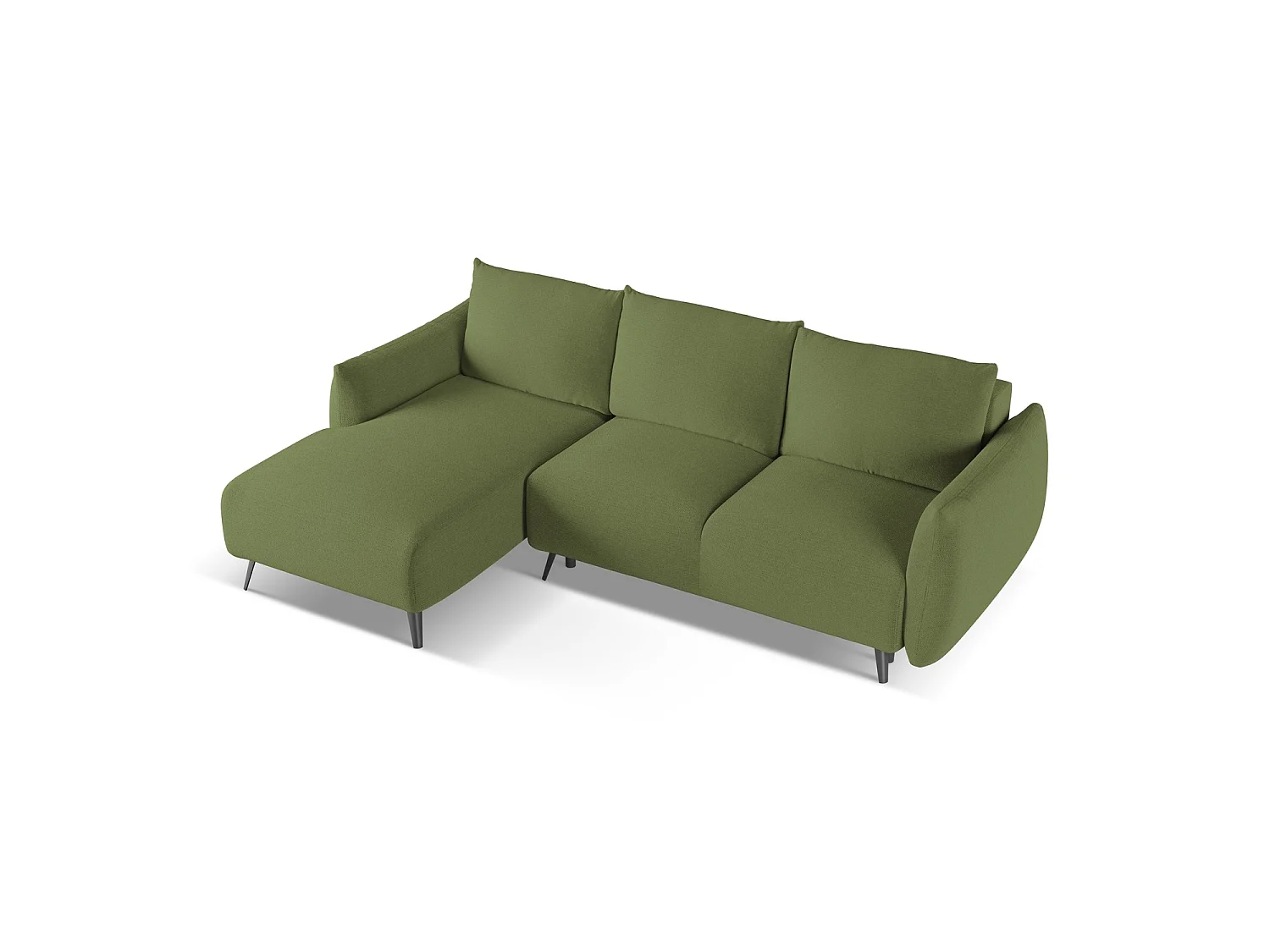 Canapé d’angle 3 places gauche convertible en tissu chenille - bouteille verte - GENOVA