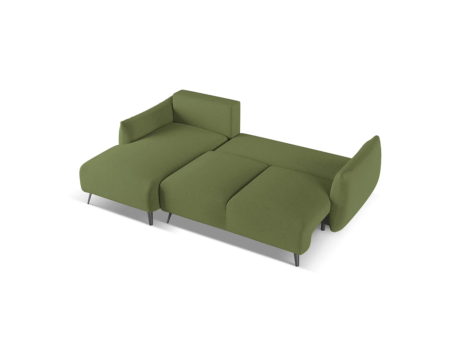 Canapé d’angle 3 places gauche convertible en tissu chenille - bouteille verte - GENOVA