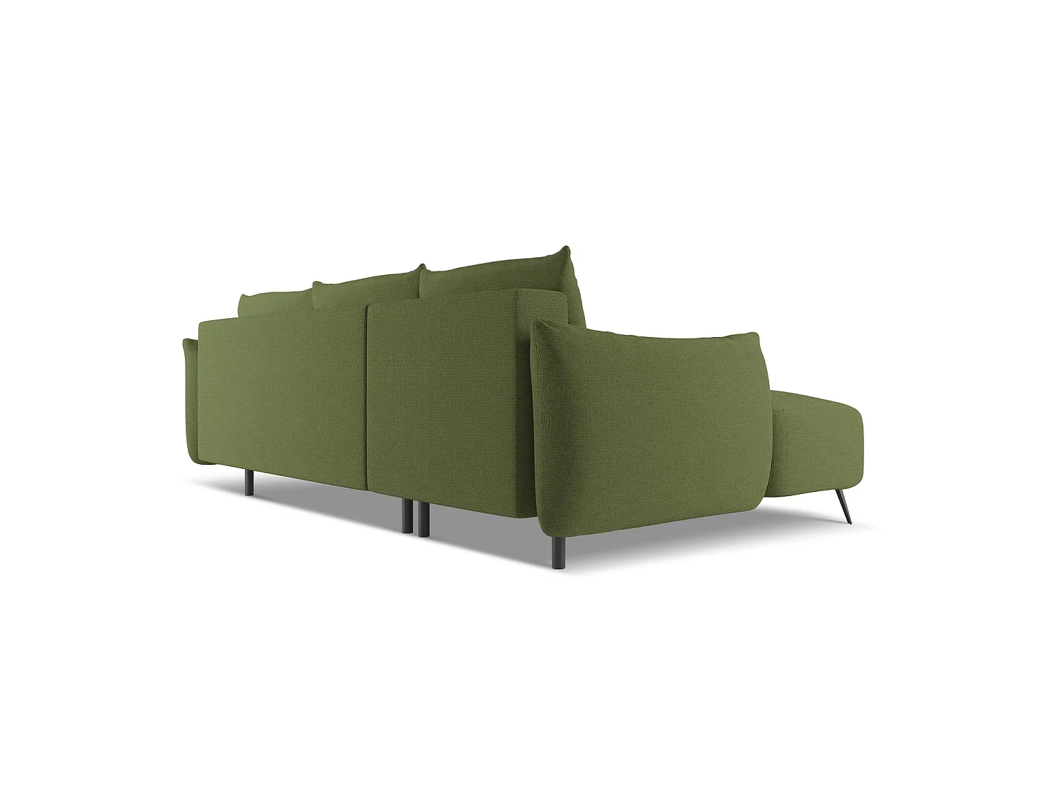 Canapé d’angle 3 places gauche convertible en tissu chenille - bouteille verte - GENOVA