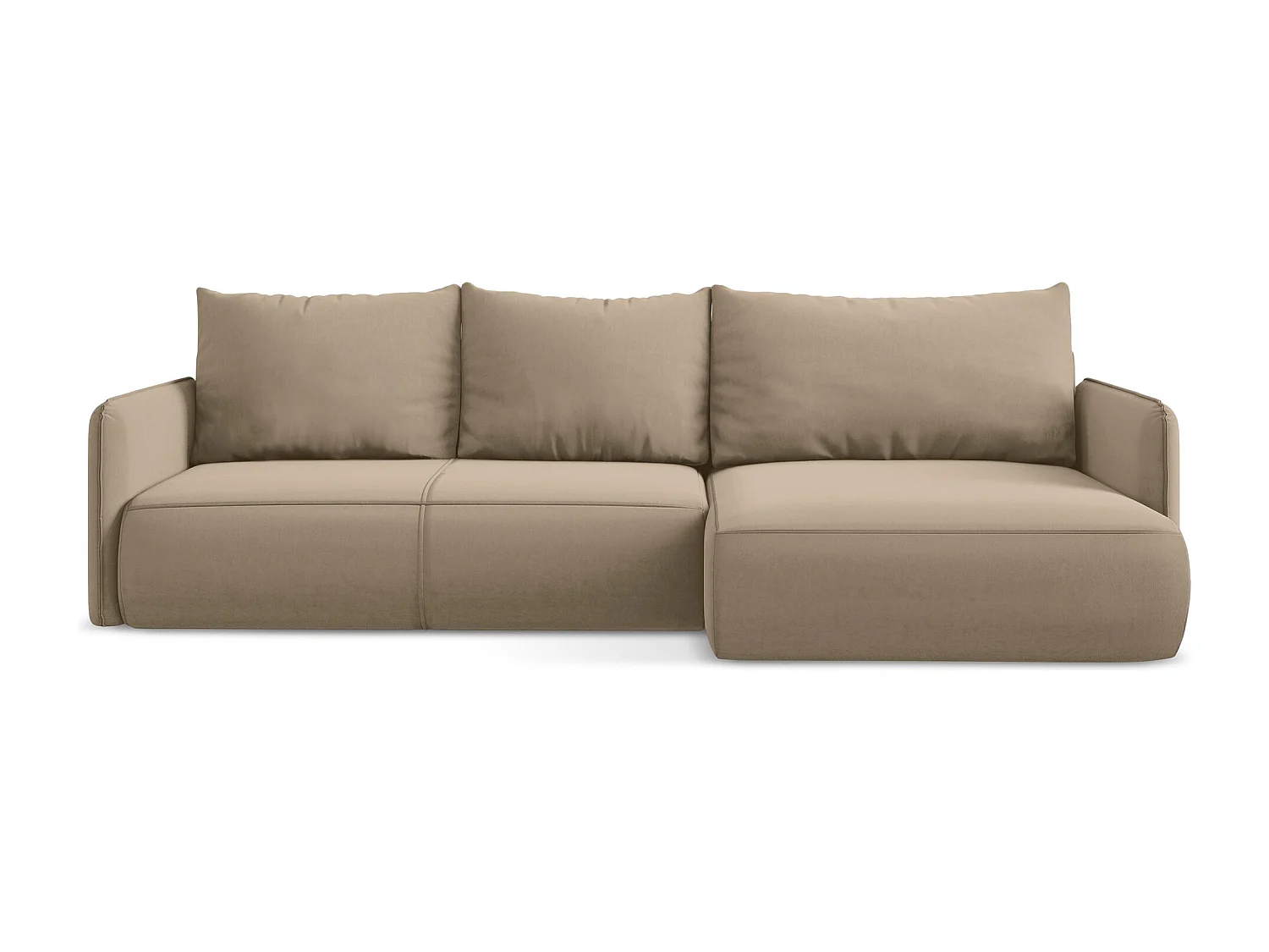 Hoekslaapbank rechts van lichtbeige velours - NANEA