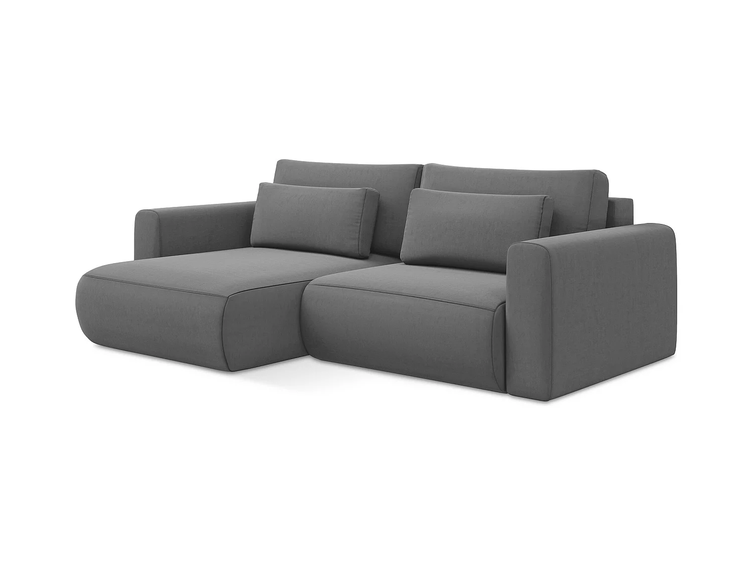 2-Sitzer Ecksofa mit Schlaffunktion - Ecke Links - Samt - Grau - KAPUA