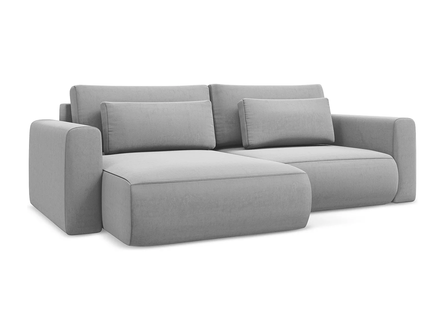 Canapé d’angle 2,5 places gauche convertible en velours - gris - KAPUA