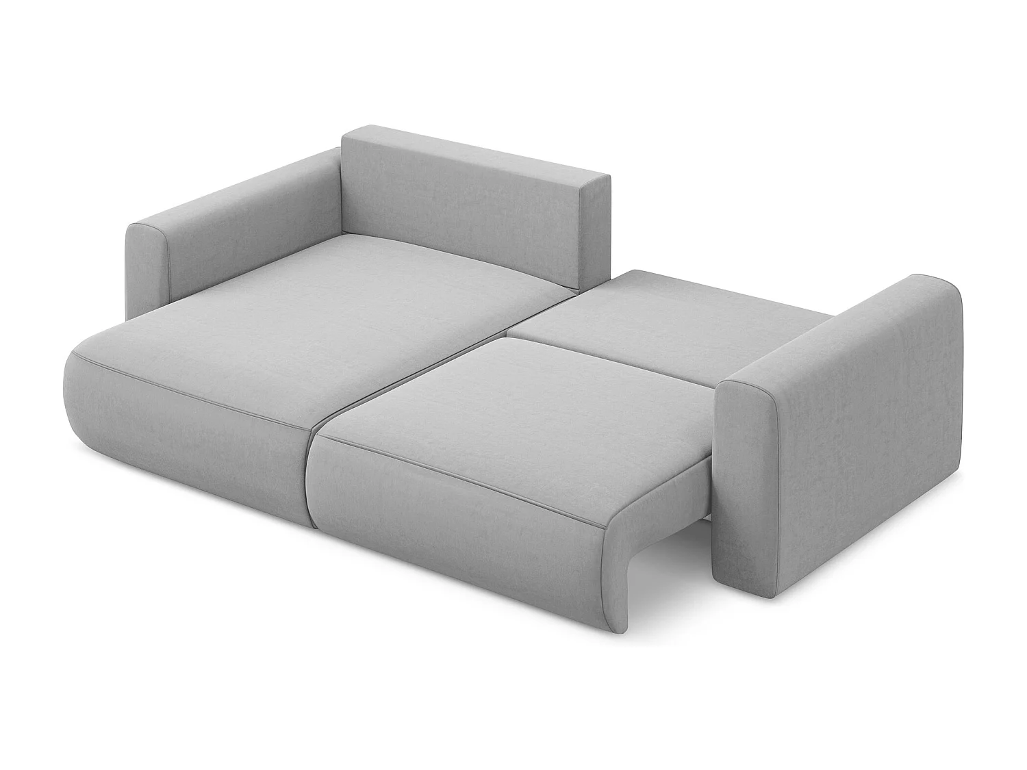 Canapé d’angle 2,5 places gauche convertible en velours - gris - KAPUA