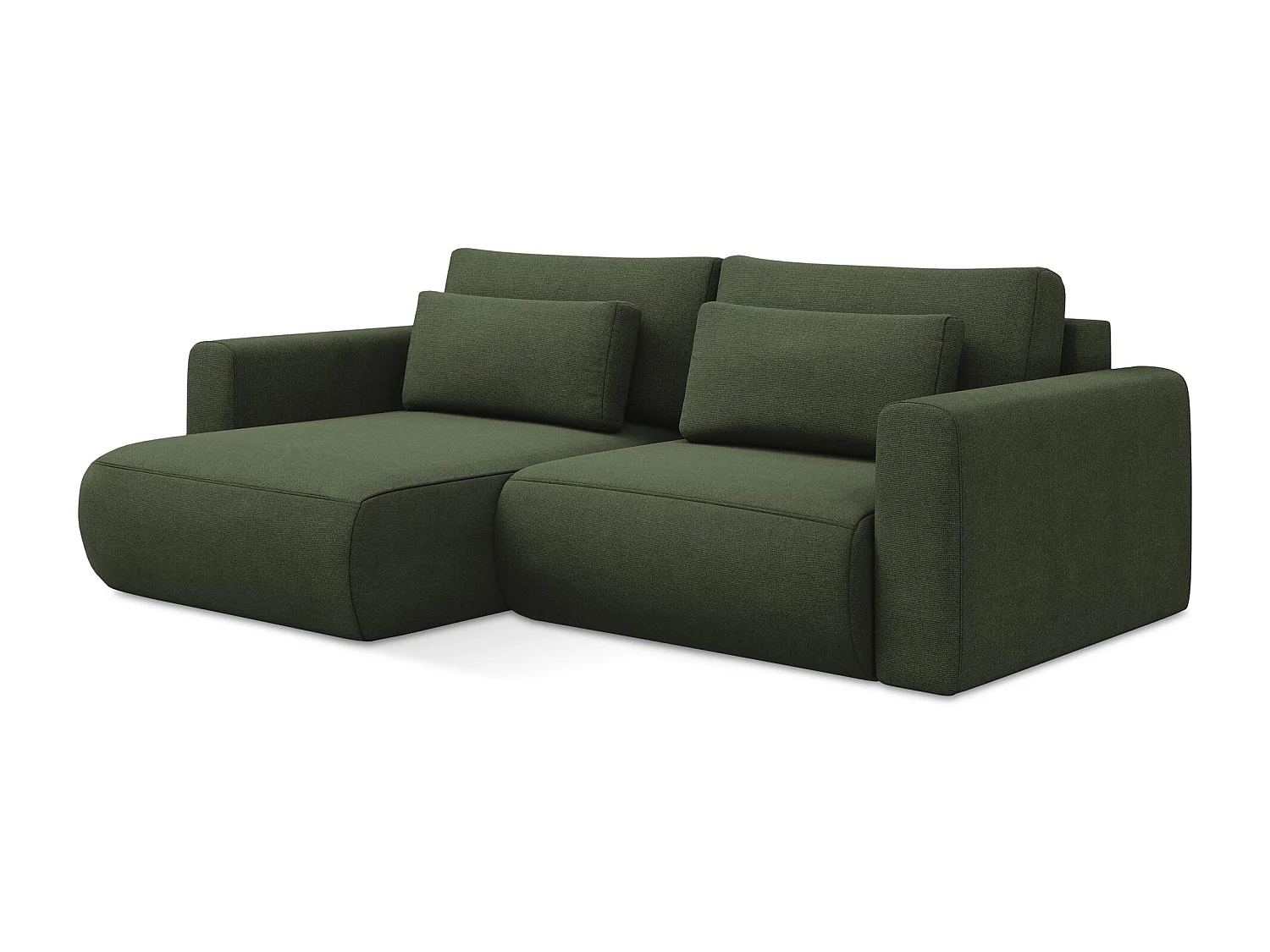 2-Sitzer Ecksofa mit Schlaffunktion - Ecke Links - Strukturstoff - Olive - KAPUA