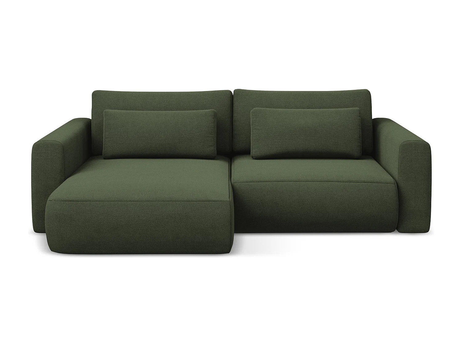 2-Sitzer Ecksofa mit Schlaffunktion - Ecke Links - Strukturstoff - Olive - KAPUA