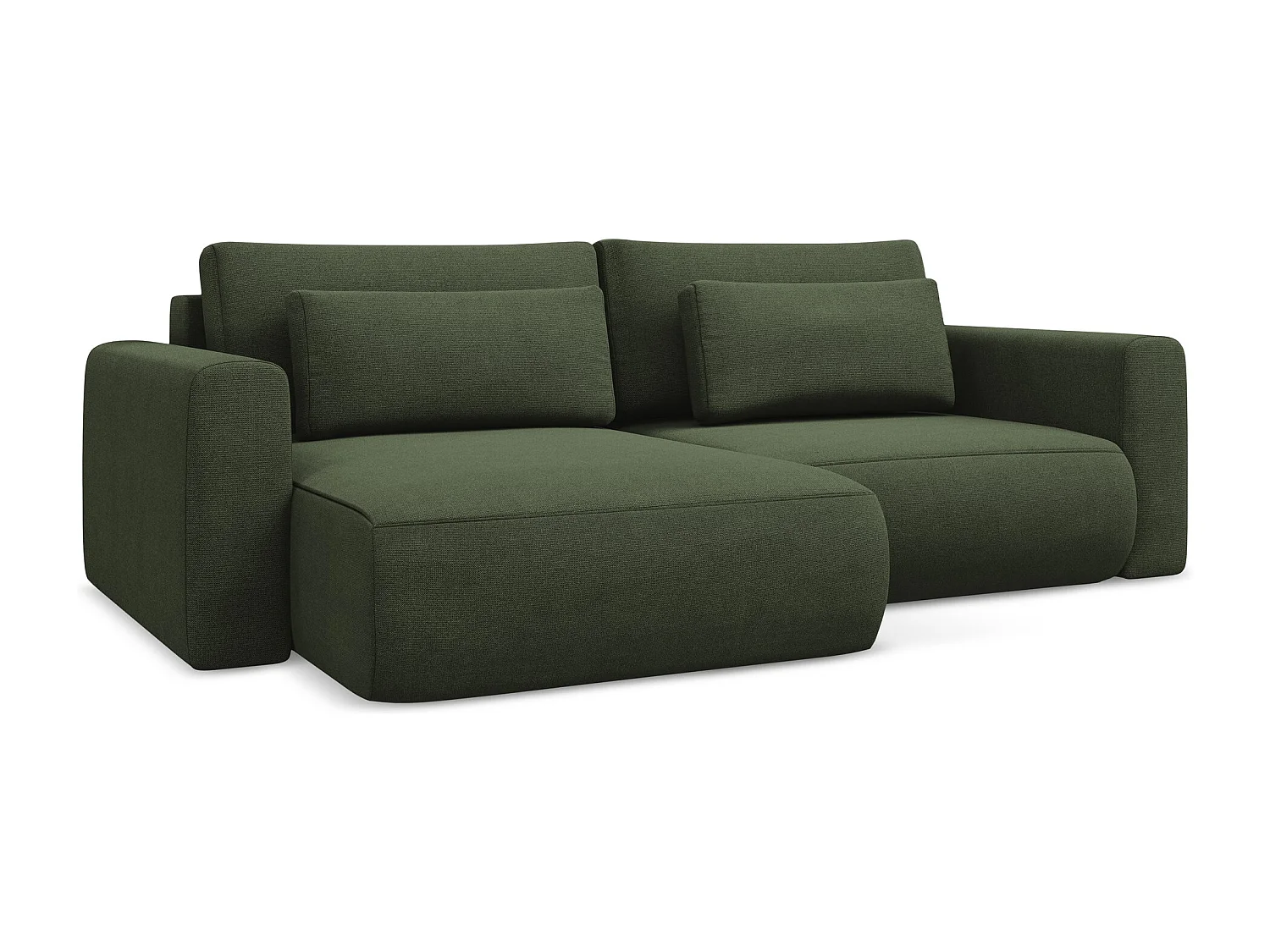 2-Sitzer Ecksofa mit Schlaffunktion - Ecke Links - Strukturstoff - Olive - KAPUA