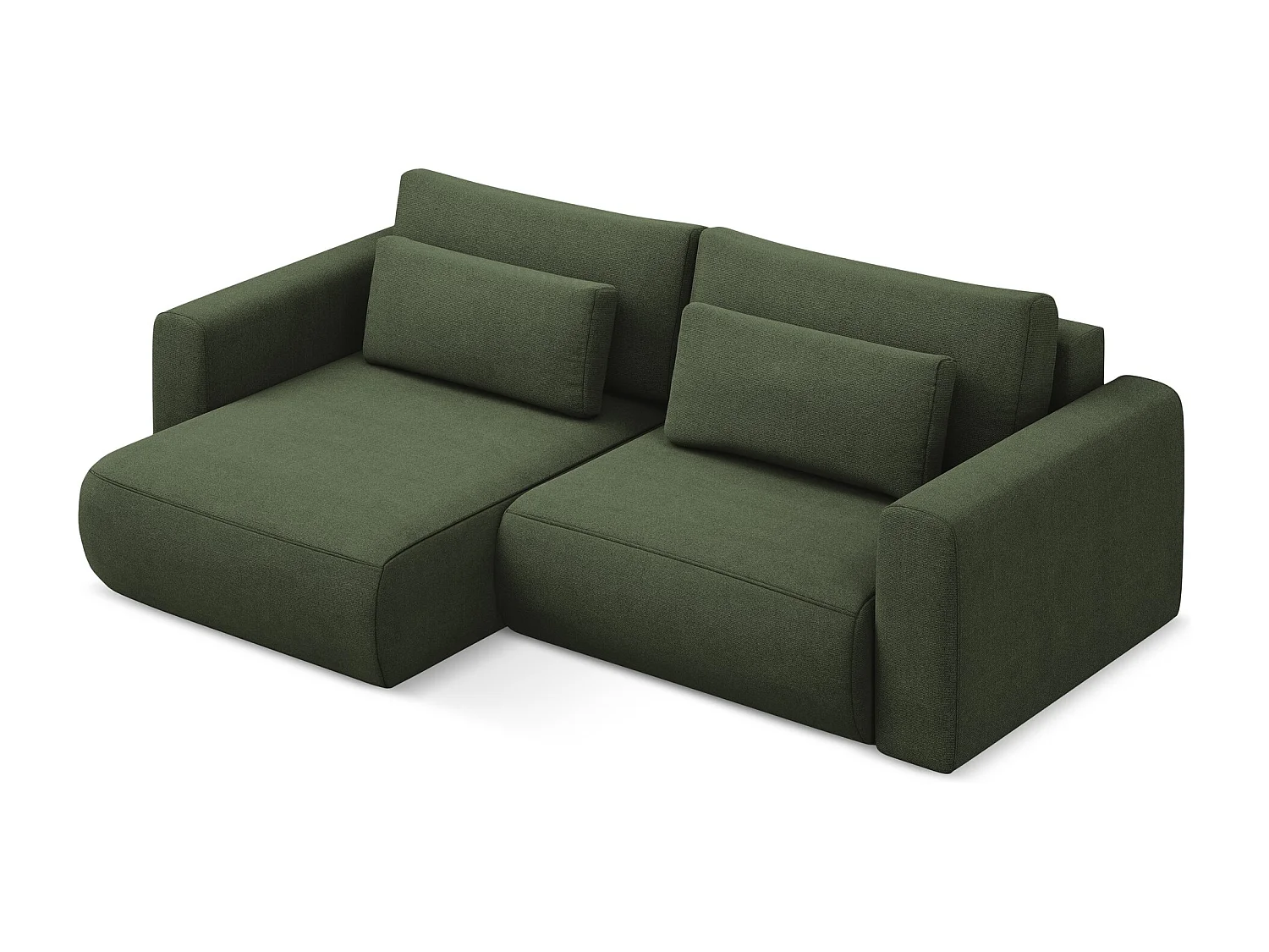 2-Sitzer Ecksofa mit Schlaffunktion - Ecke Links - Strukturstoff - Olive - KAPUA
