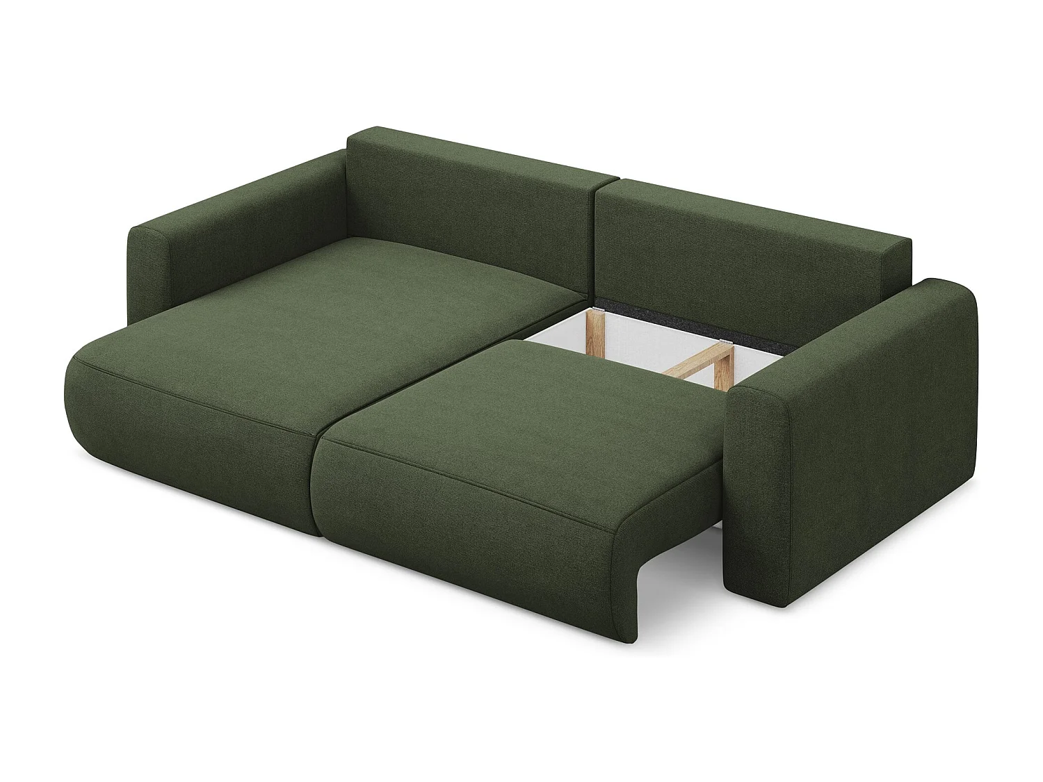 2-Sitzer Ecksofa mit Schlaffunktion - Ecke Links - Strukturstoff - Olive - KAPUA