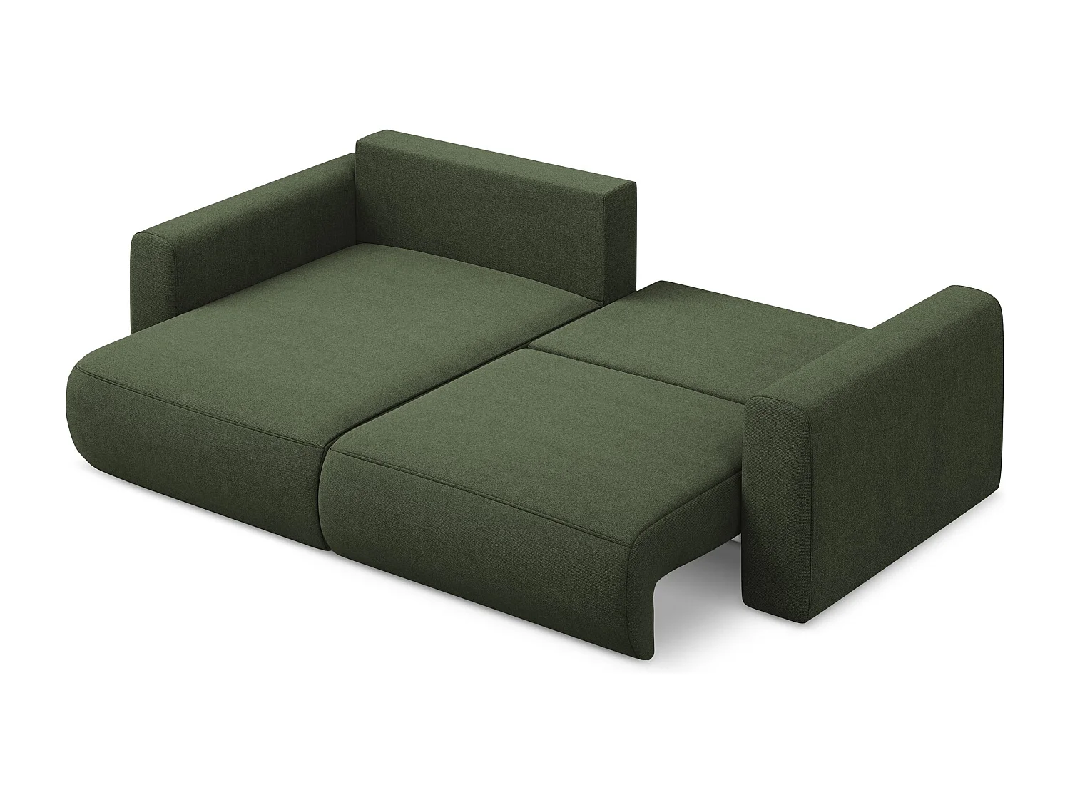 2-Sitzer Ecksofa mit Schlaffunktion - Ecke Links - Strukturstoff - Olive - KAPUA