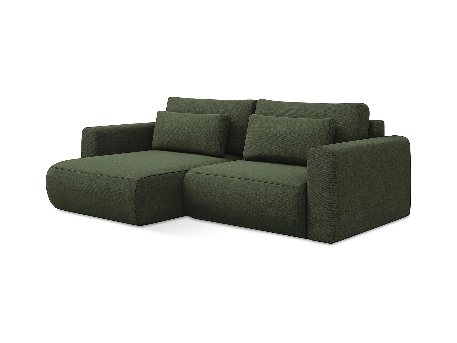 2-Sitzer Ecksofa mit Schlaffunktion - Ecke Links - Strukturstoff - Olive - KAPUA