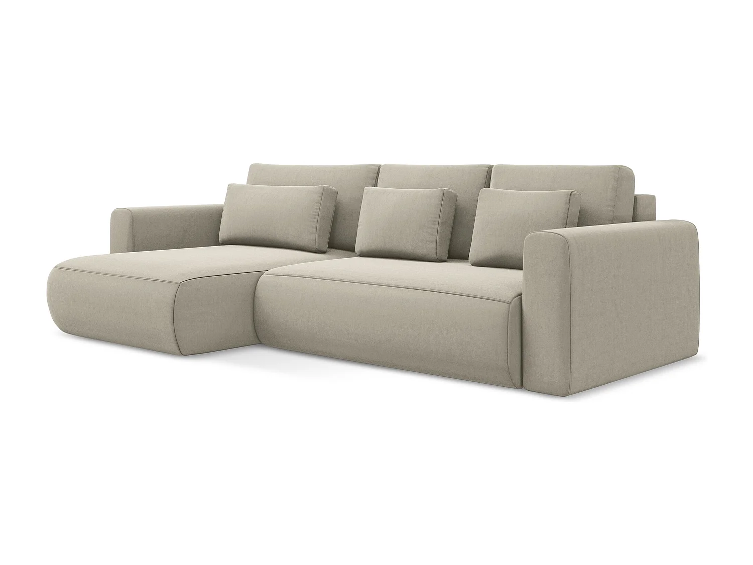 3-Sitzer Ecksofa mit Schlaffunktion - Ecke Links - Samt - Perle - KAPUA