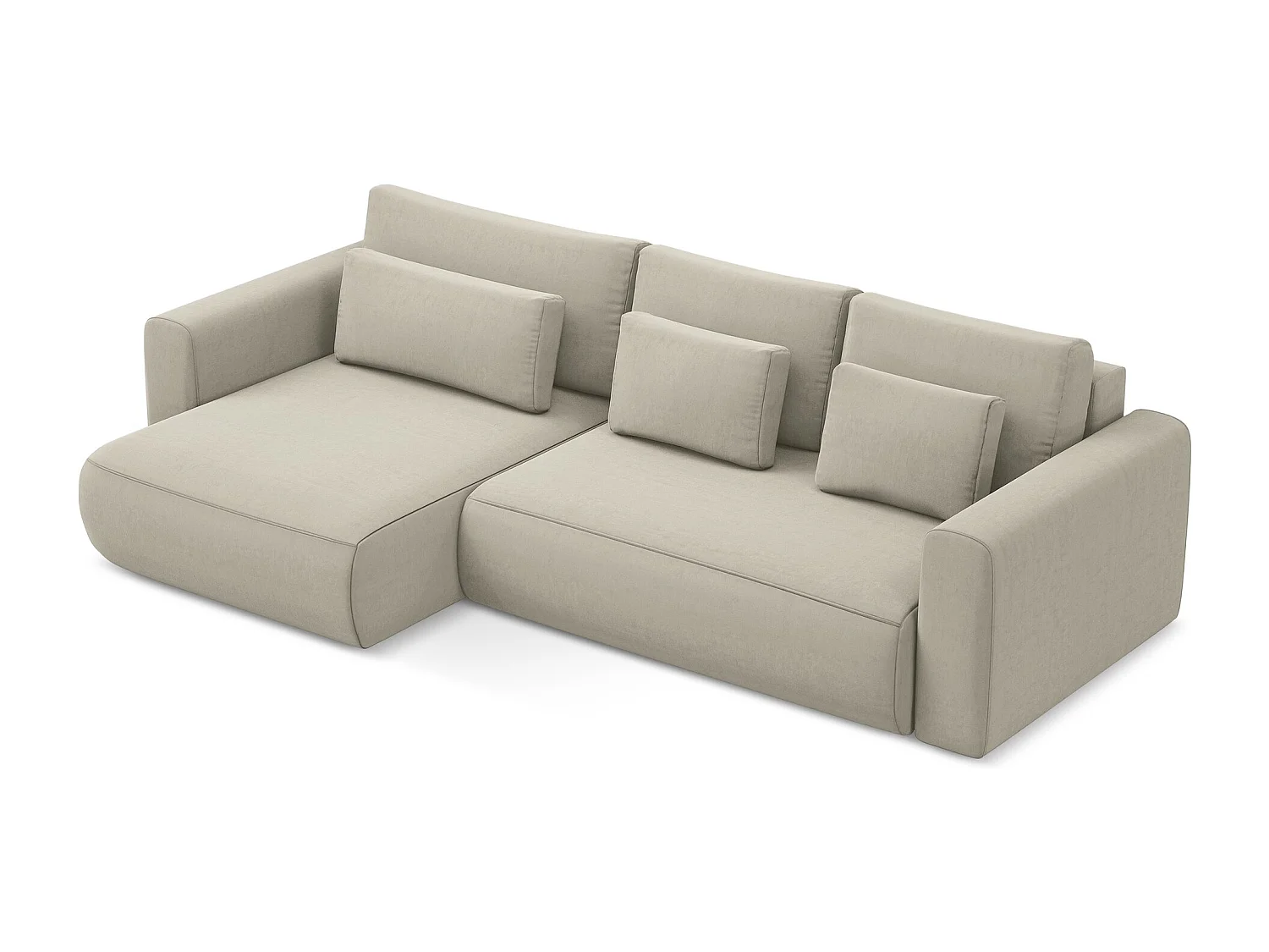 3-Sitzer Ecksofa mit Schlaffunktion - Ecke Links - Samt - Perle - KAPUA