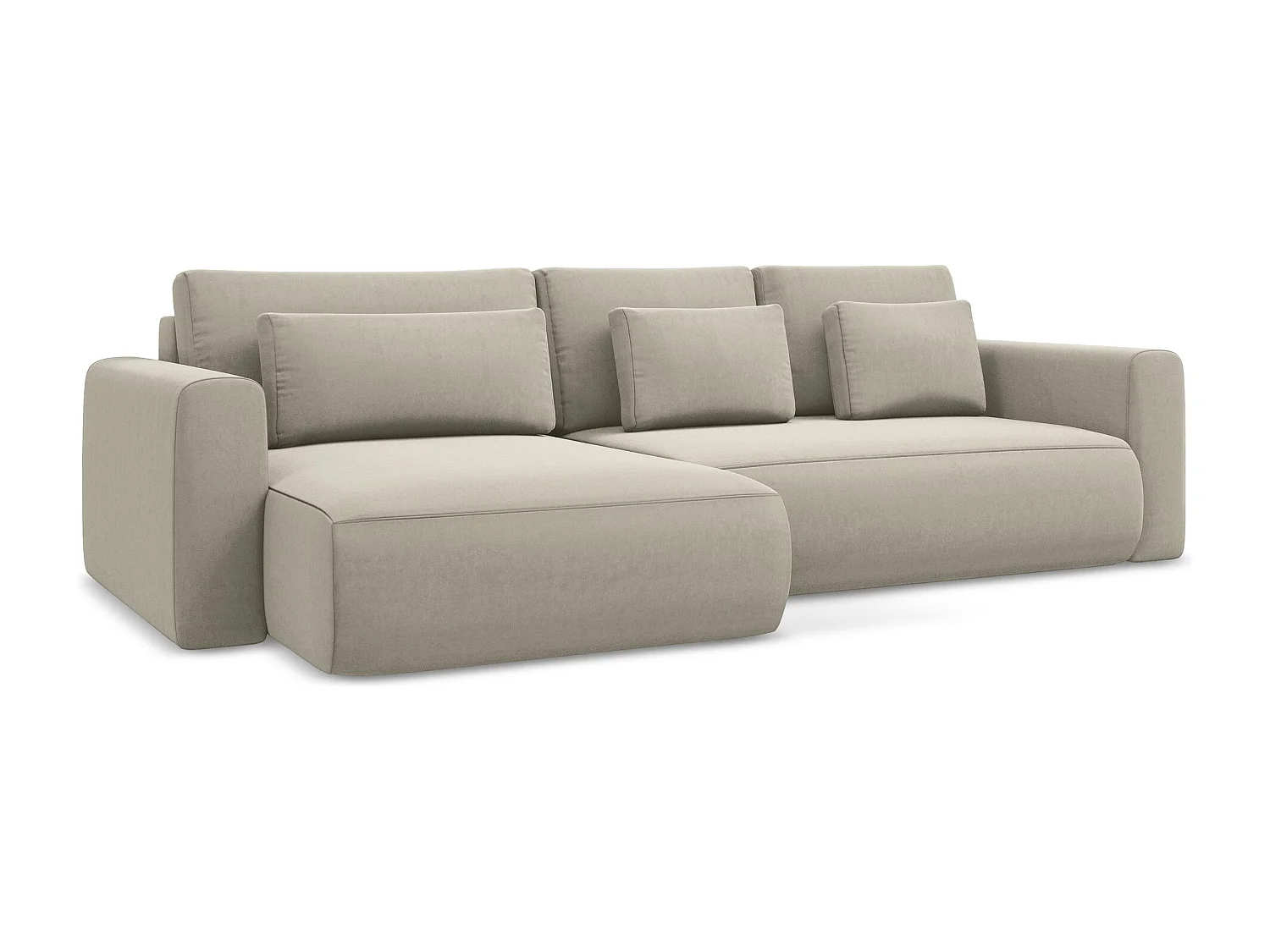 3-Sitzer Ecksofa mit Schlaffunktion - Ecke Links - Samt - Perle - KAPUA