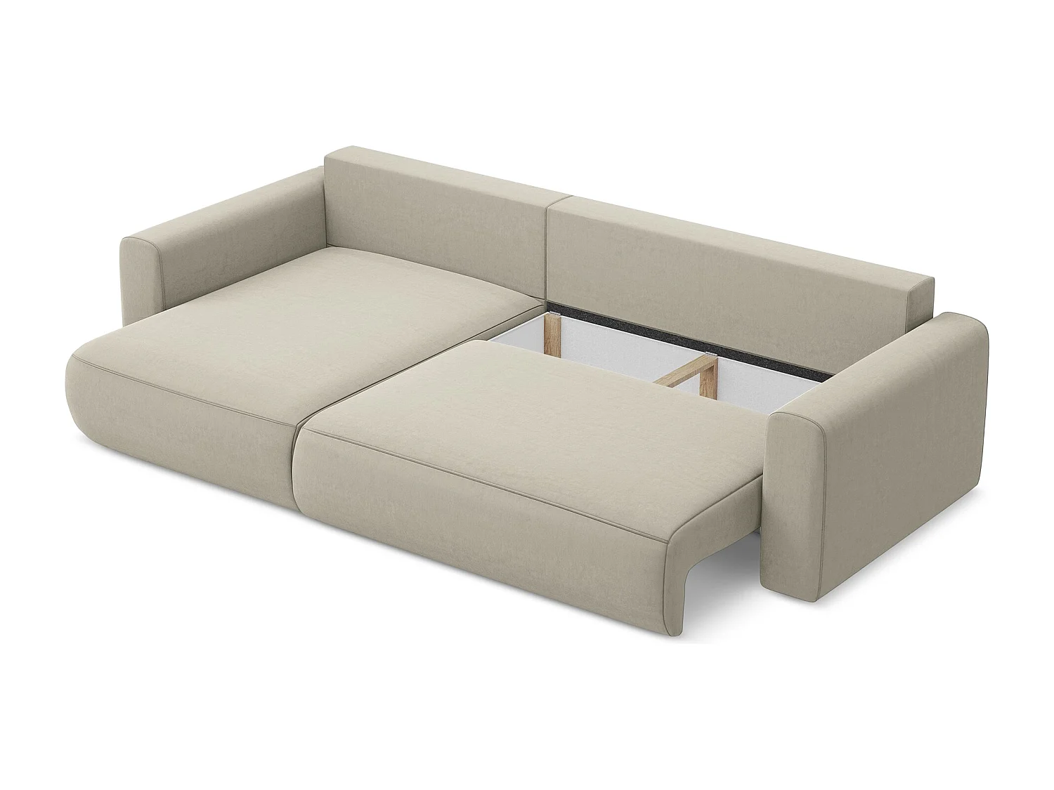 3-Sitzer Ecksofa mit Schlaffunktion - Ecke Links - Samt - Perle - KAPUA