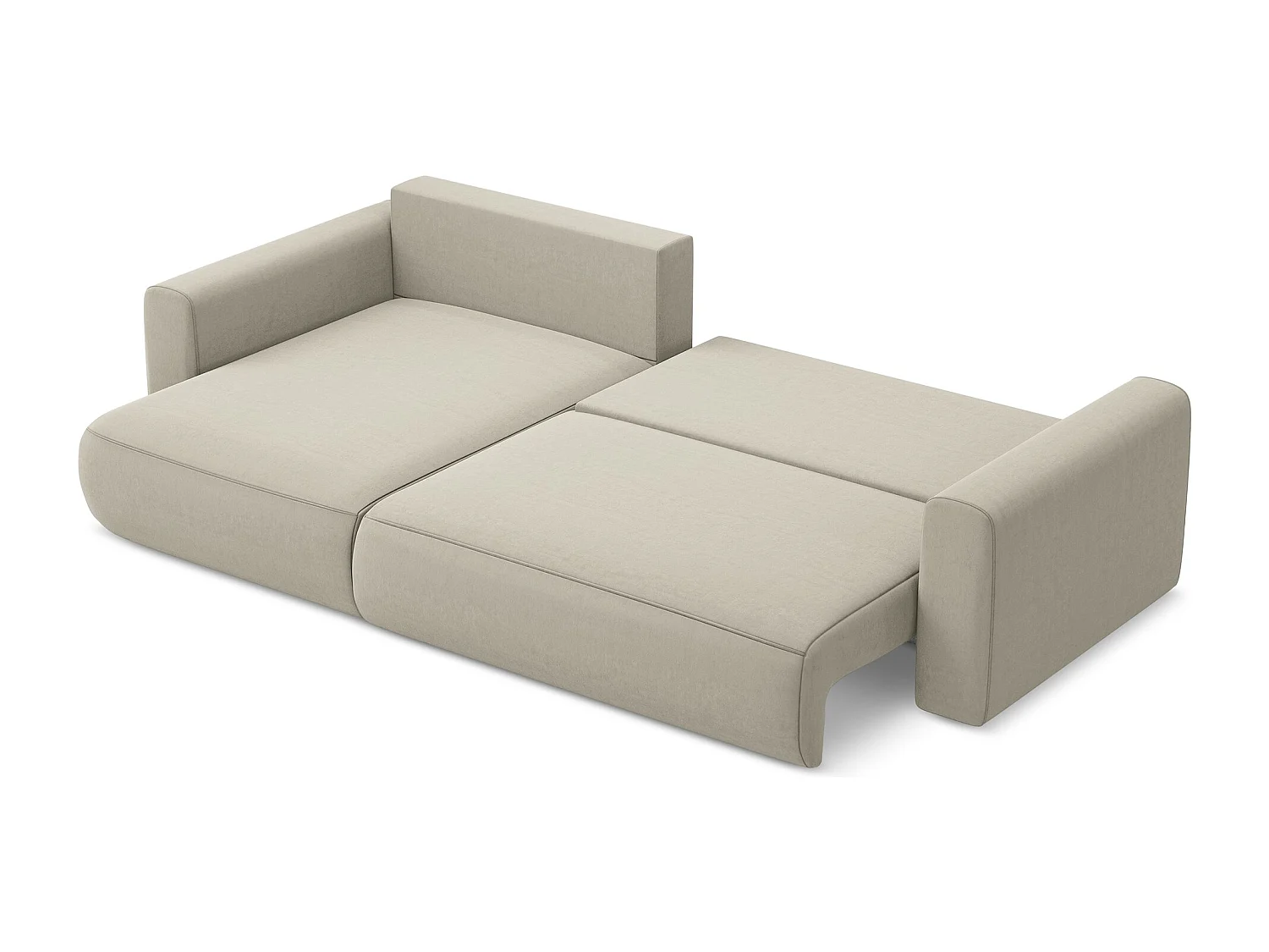 3-Sitzer Ecksofa mit Schlaffunktion - Ecke Links - Samt - Perle - KAPUA