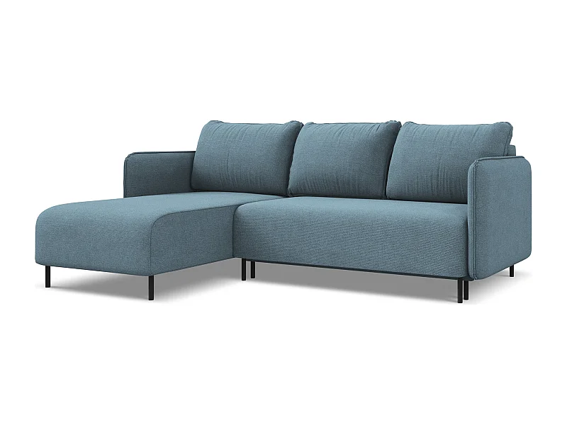 3-Sitzer Ecksofa mit Schlaffunktion - Ecke Links - Strukturstoff - Hellblau - LUANA