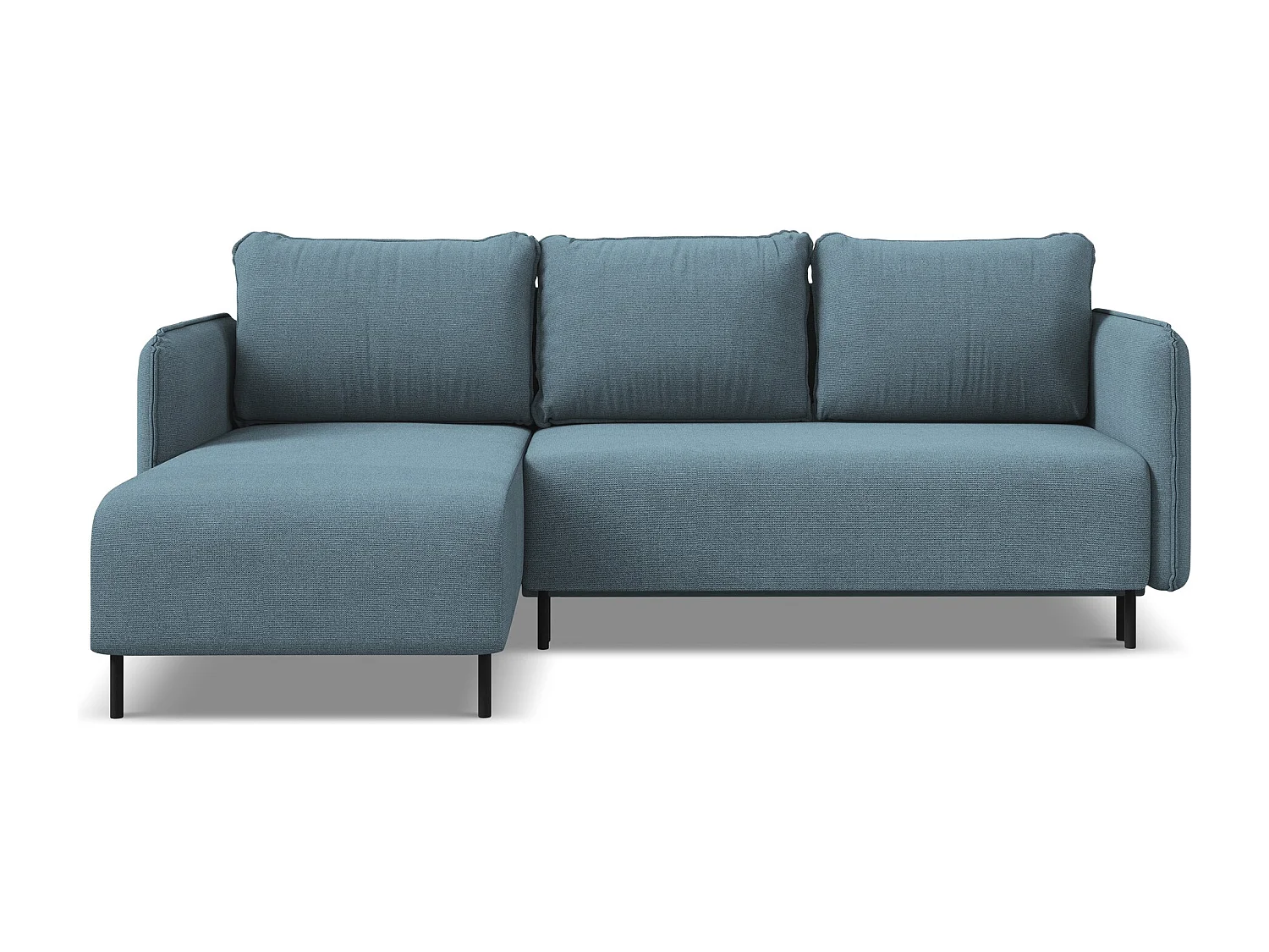 3-Sitzer Ecksofa mit Schlaffunktion - Ecke Links - Strukturstoff - Hellblau - LUANA