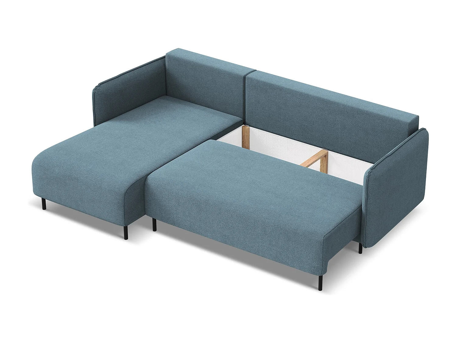 3-Sitzer Ecksofa mit Schlaffunktion - Ecke Links - Strukturstoff - Hellblau - LUANA