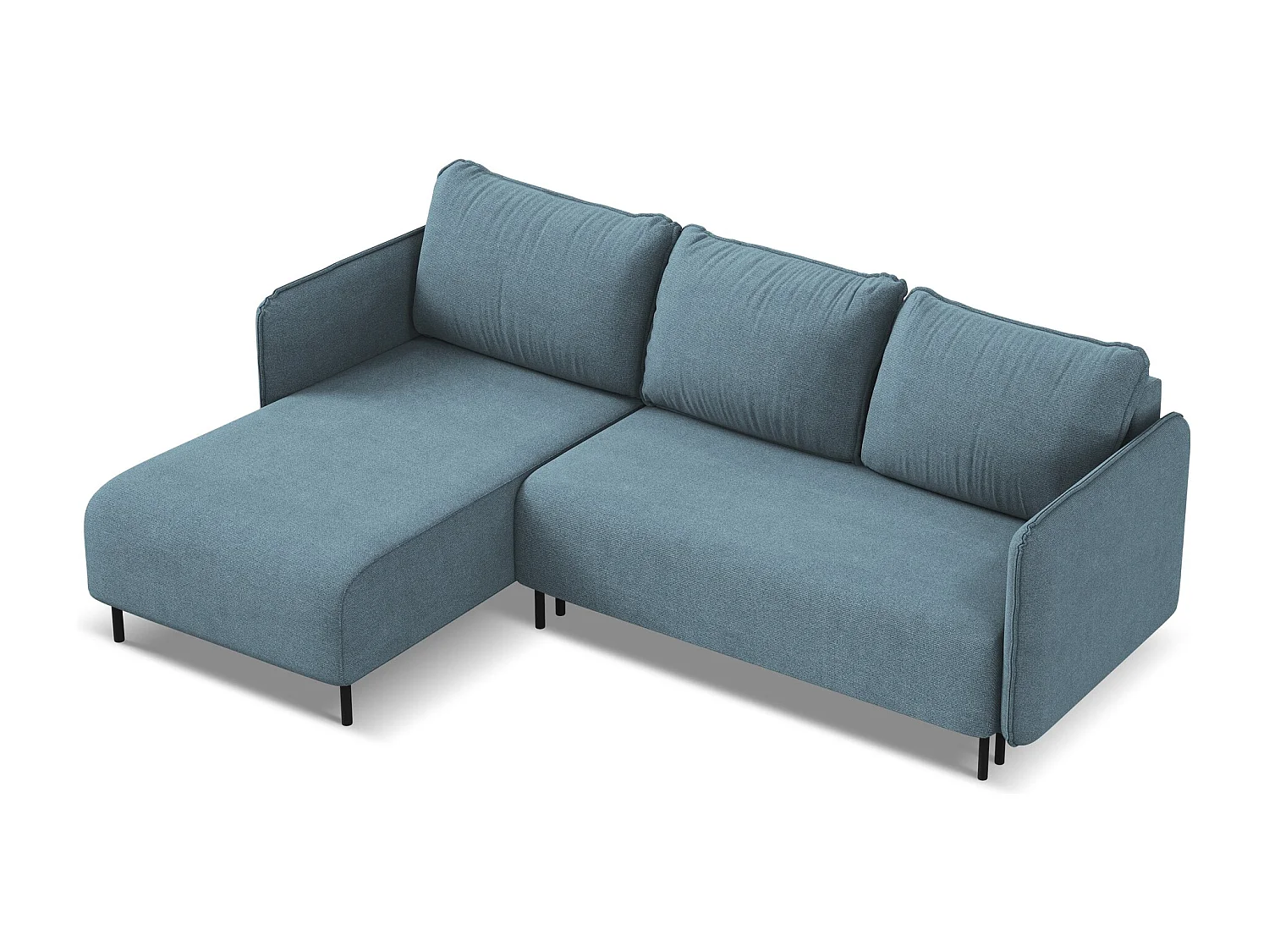 3-Sitzer Ecksofa mit Schlaffunktion - Ecke Links - Strukturstoff - Hellblau - LUANA