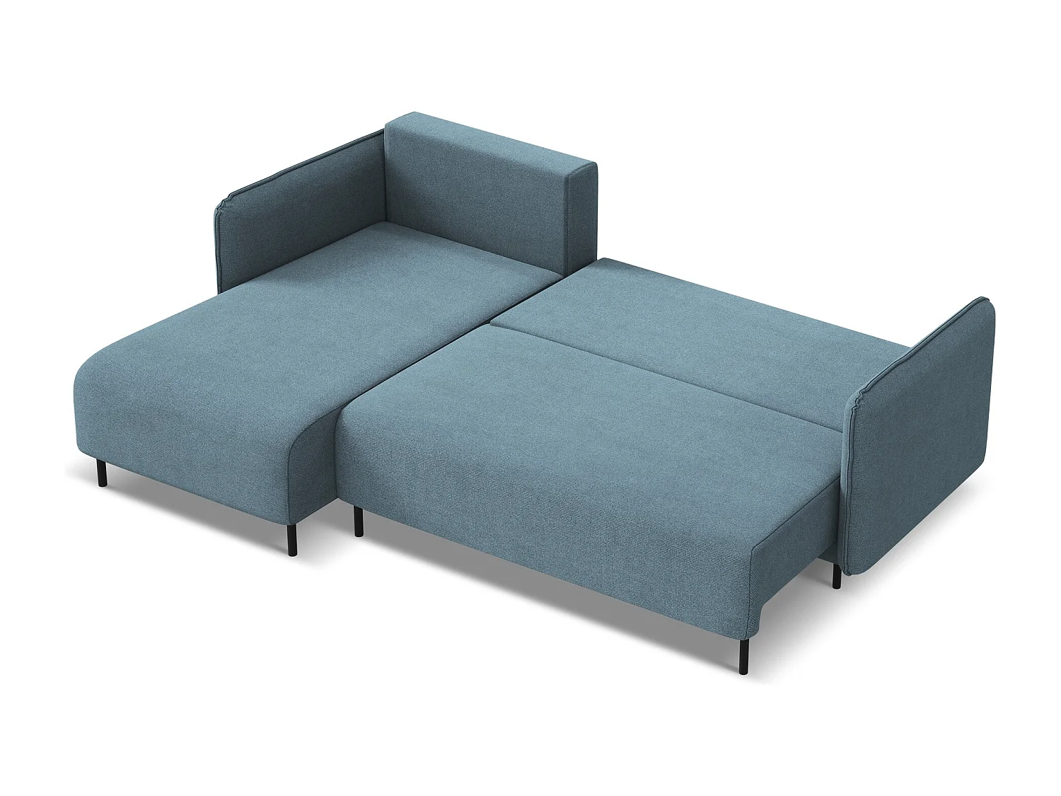 3-Sitzer Ecksofa mit Schlaffunktion - Ecke Links - Strukturstoff - Hellblau - LUANA