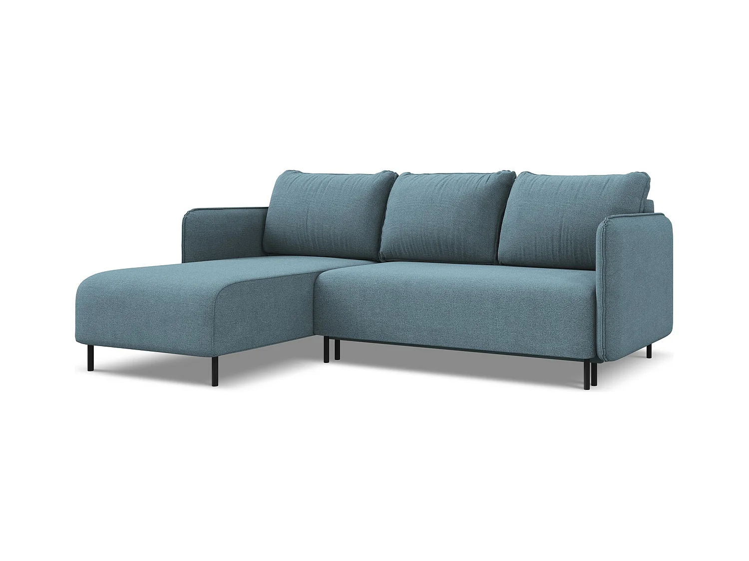 Canapé d'angle gauche convertible en tissu texturé - bleu clair - LUANA