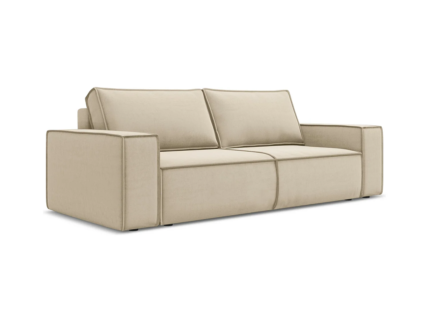3-Sitzer Sofa mit Schlaffunktion - - Samt - Hell beige - KIMO