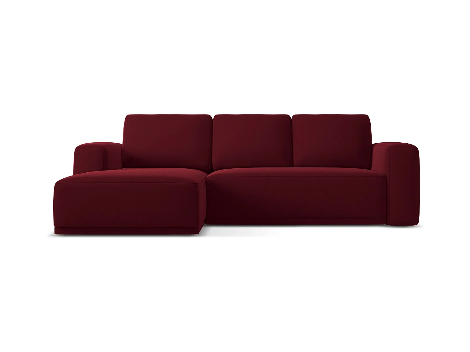 3-Sitzer Ecksofa mit Schlaffunktion - Ecke Links - Samt - Burgund - KAILA