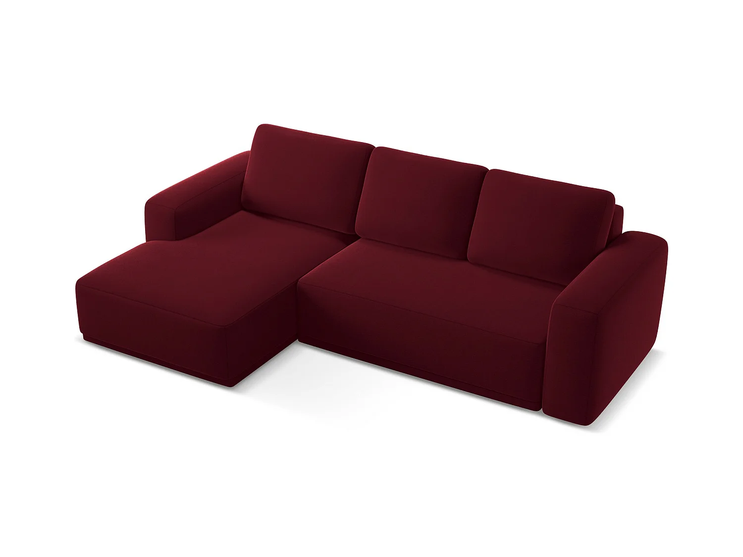 3-Sitzer Ecksofa mit Schlaffunktion - Ecke Links - Samt - Burgund - KAILA
