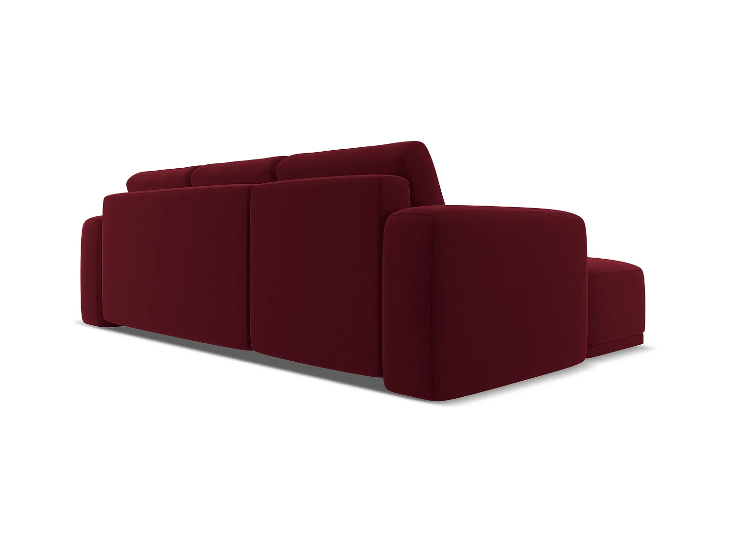 3-Sitzer Ecksofa mit Schlaffunktion - Ecke Links - Samt - Burgund - KAILA