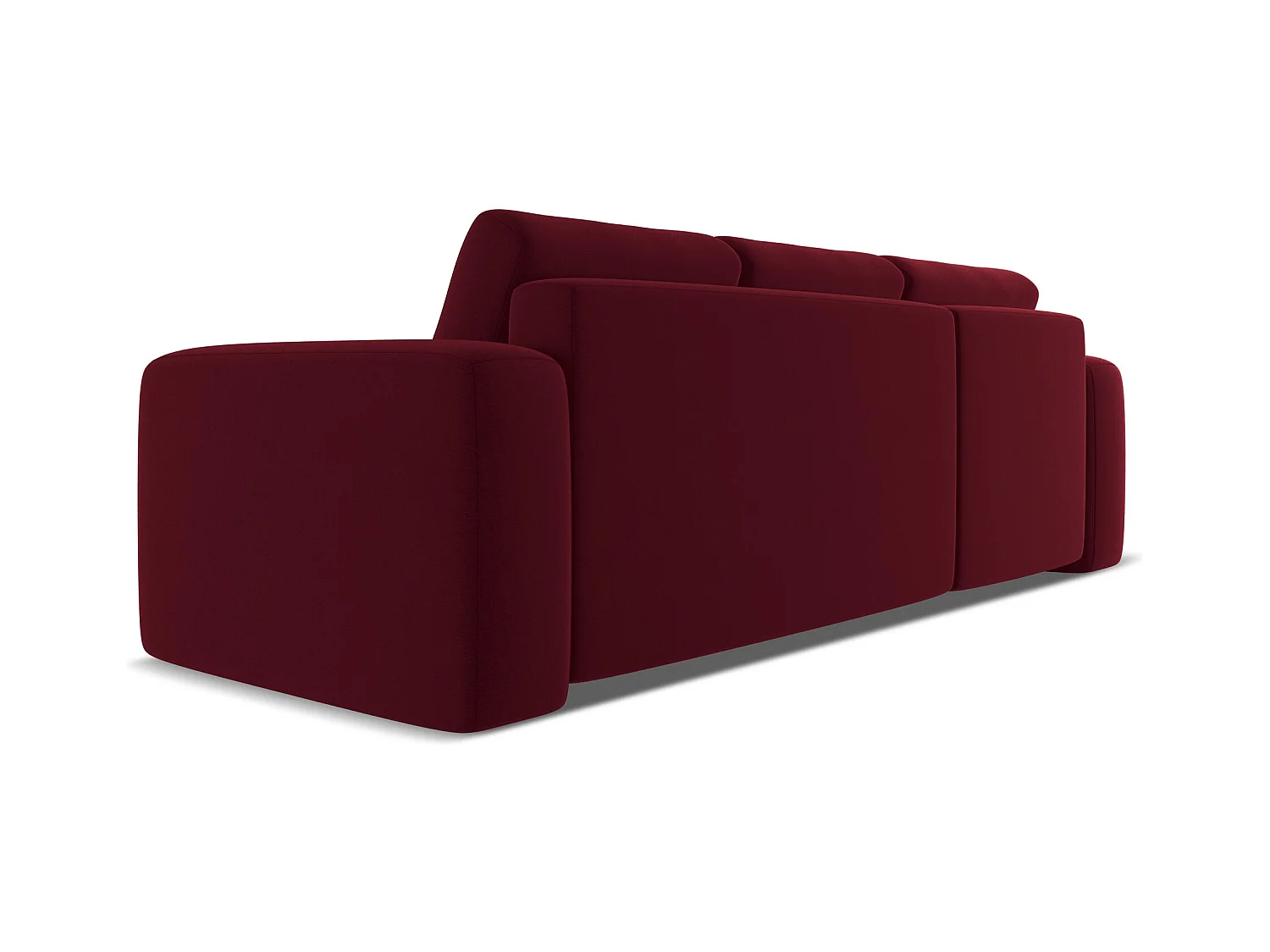 3-Sitzer Ecksofa mit Schlaffunktion - Ecke Links - Samt - Burgund - KAILA