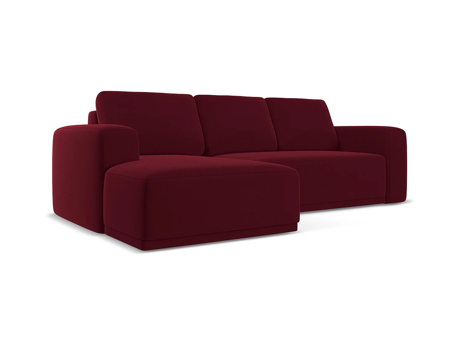 3-Sitzer Ecksofa mit Schlaffunktion - Ecke Links - Samt - Burgund - KAILA