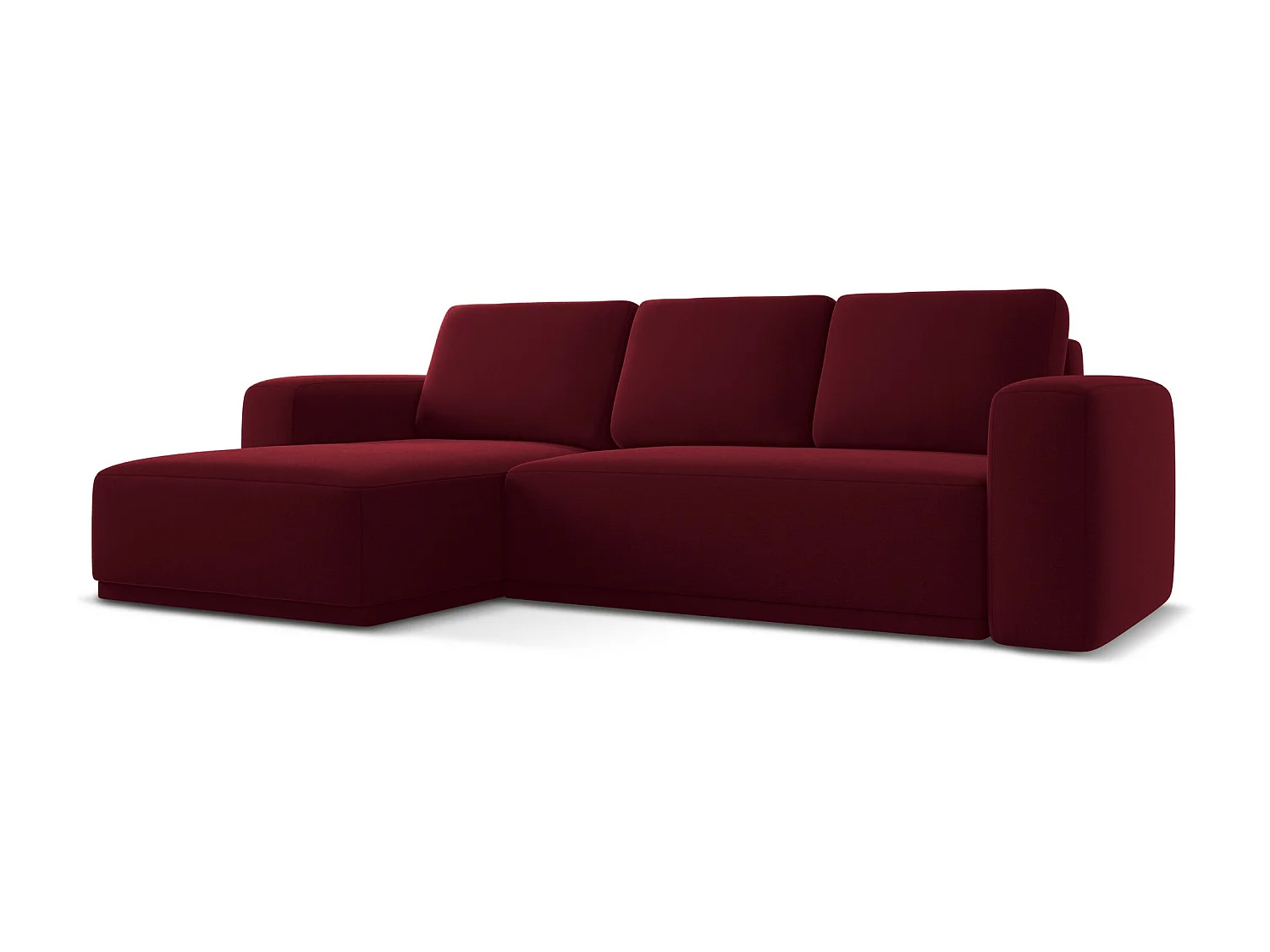 3-Sitzer Ecksofa mit Schlaffunktion - Ecke Links - Samt - Burgund - KAILA