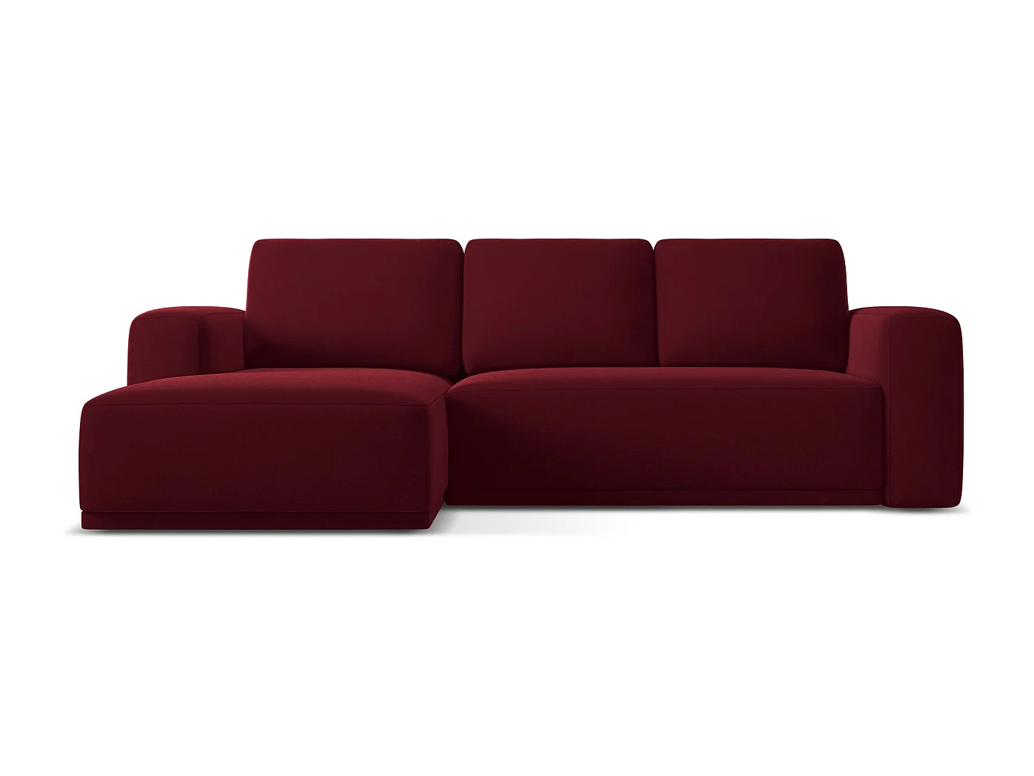 3-Sitzer Ecksofa mit Schlaffunktion - Ecke Links - Samt - Burgund - KAILA