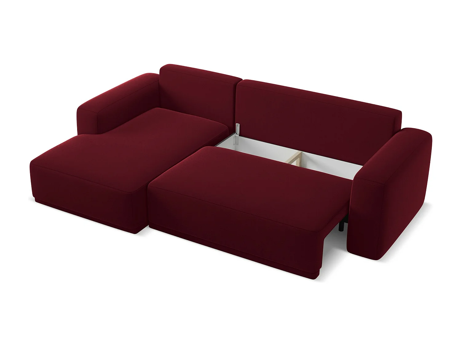 3-Sitzer Ecksofa mit Schlaffunktion - Ecke Links - Samt - Burgund - KAILA