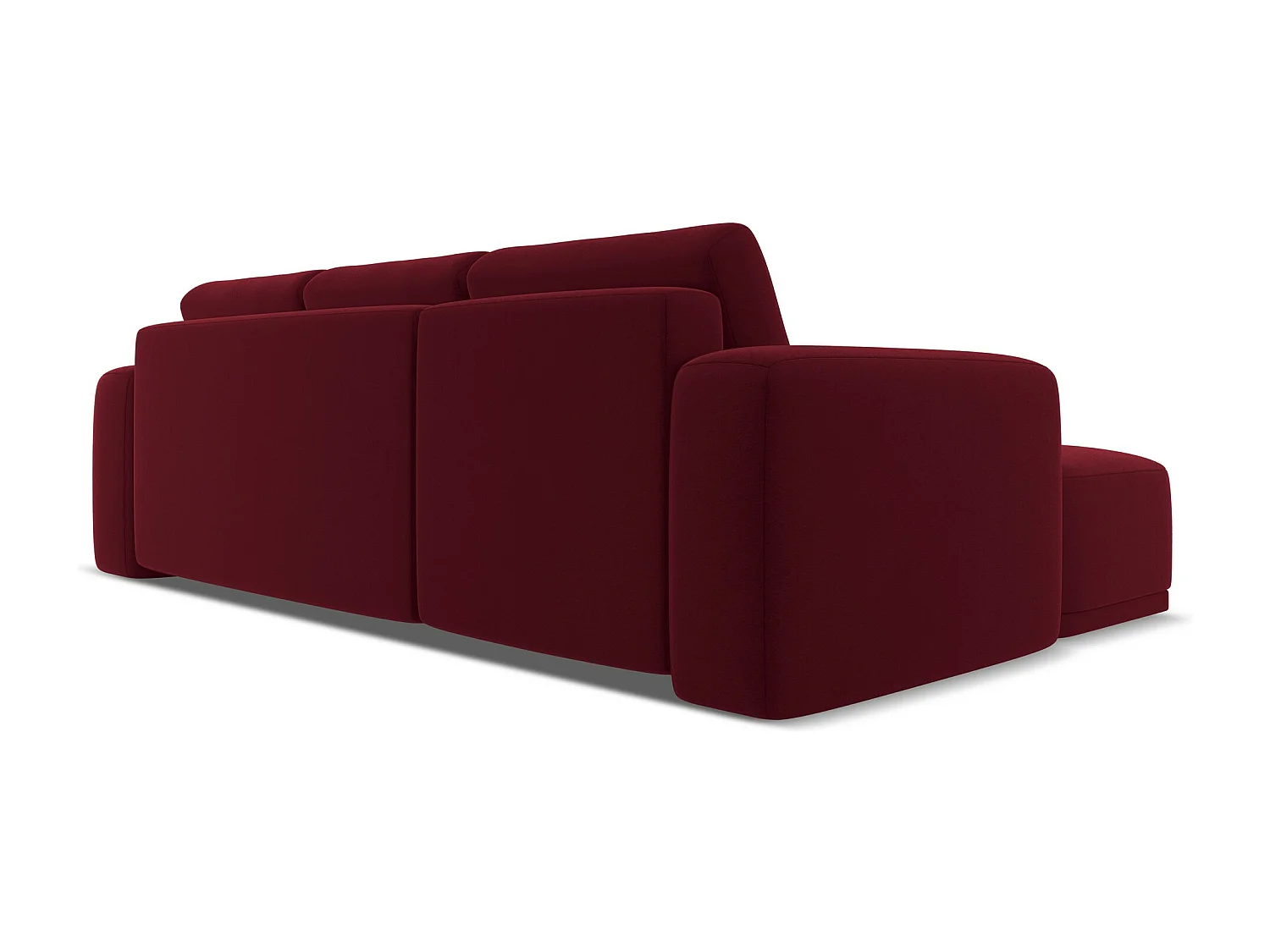 3-Sitzer Ecksofa mit Schlaffunktion - Ecke Links - Samt - Burgund - KAILA