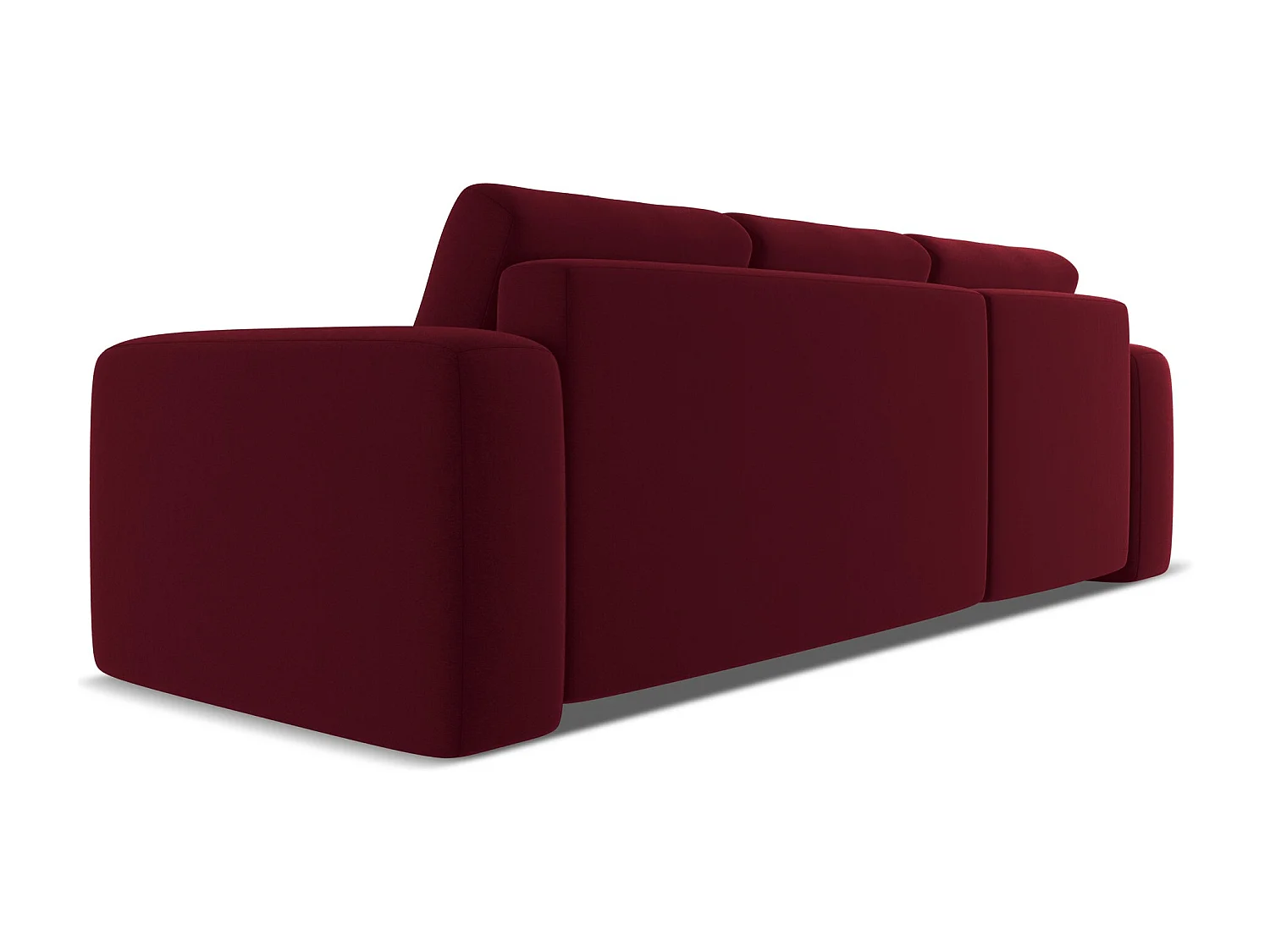 3-Sitzer Ecksofa mit Schlaffunktion - Ecke Links - Samt - Burgund - KAILA
