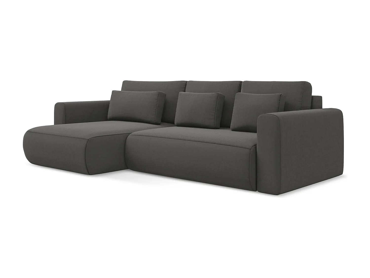 Sofá esquinero convertible 3 plazas izquierdo de terciopelo acero - KAPUA