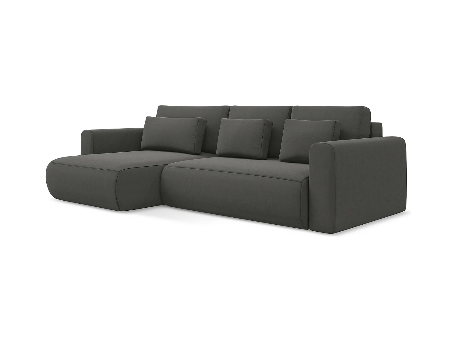 3-Sitzer Ecksofa mit Schlaffunktion - Ecke Links - Samt - Stahl - KAPUA