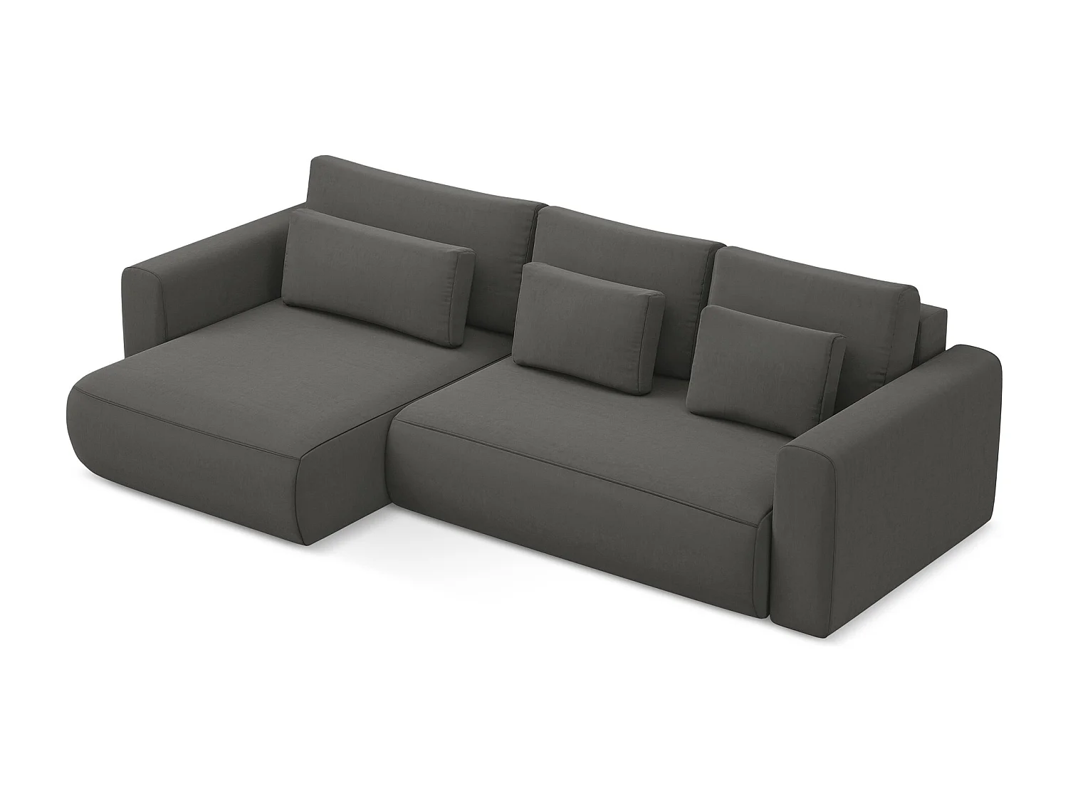 Canapé d’angle 3 places gauche convertible en velours - acier - KAPUA