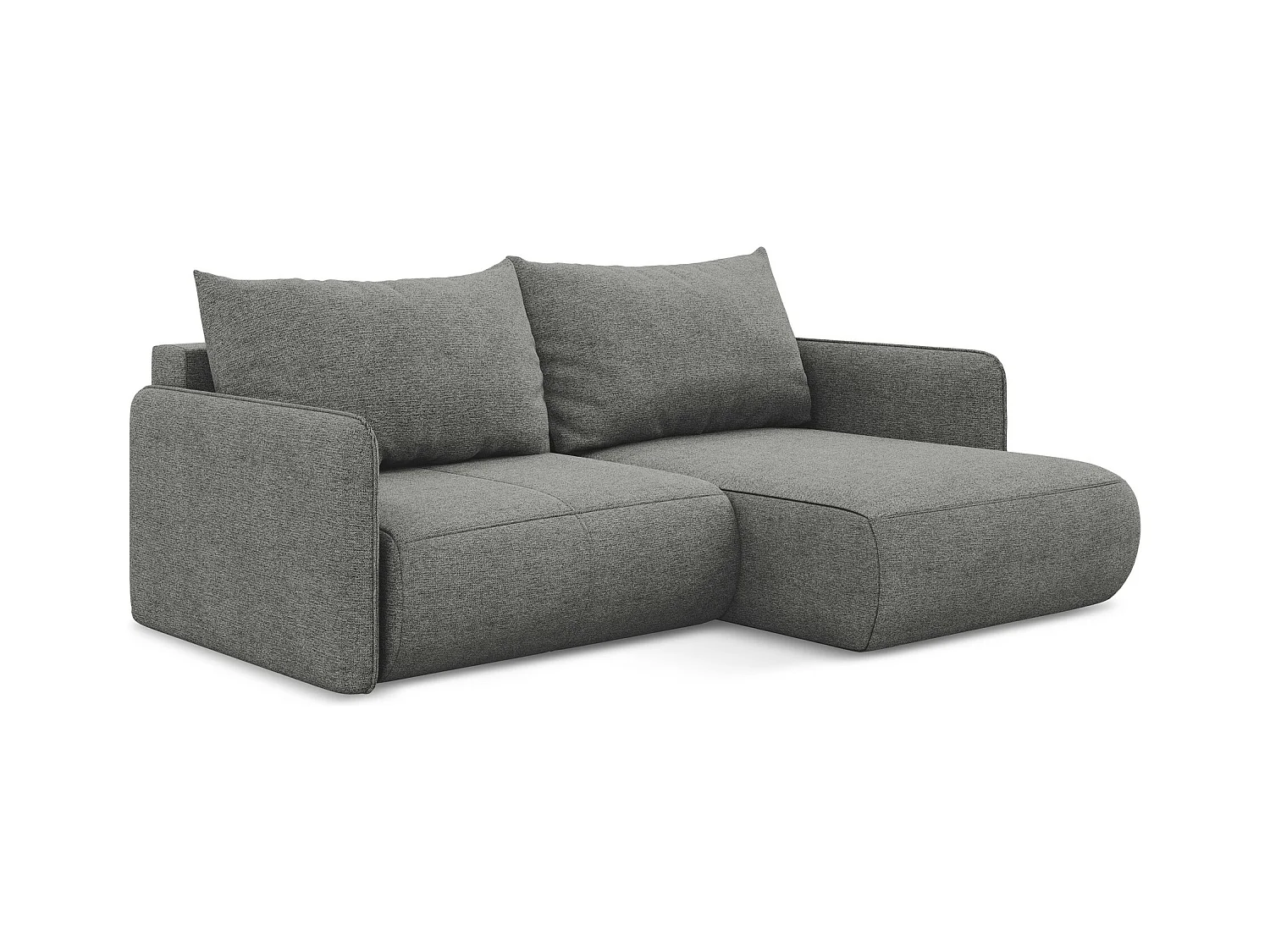 Canapé d’angle 2,5 places droit convertible en tissu chenille - éléphant - NANEA