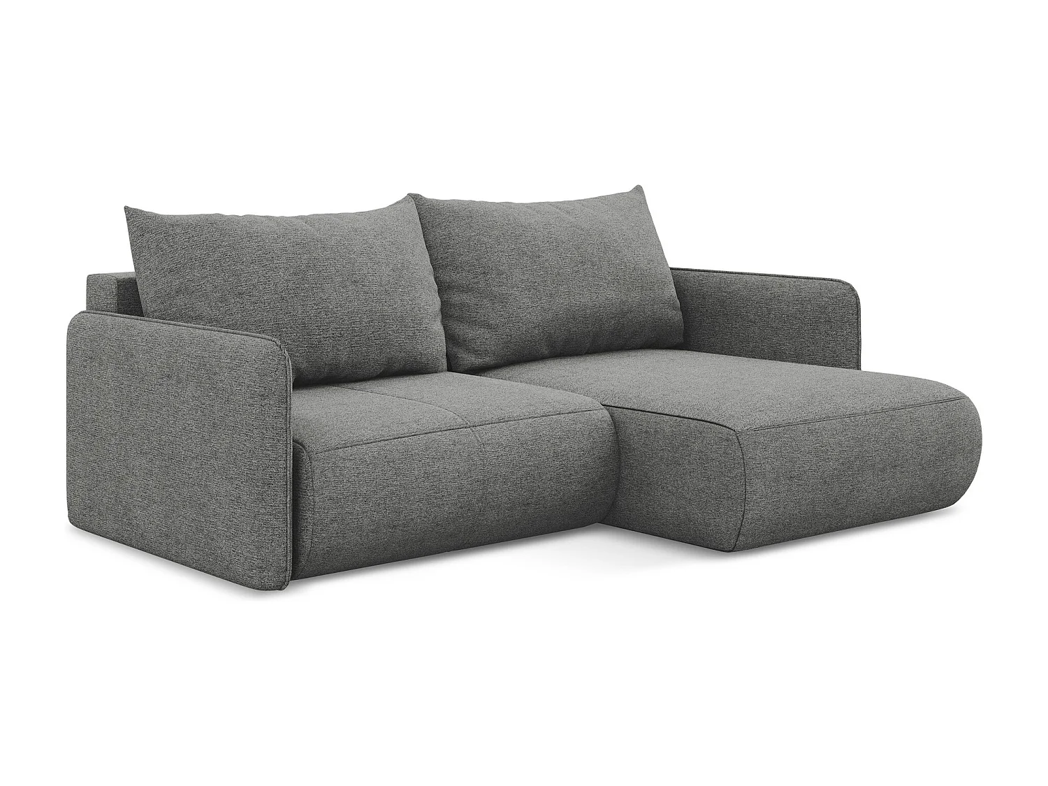 Canapé d’angle 2,5 places droit convertible en tissu chenille - éléphant - NANEA