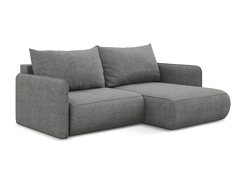 Canapé d’angle 2,5 places droit convertible en tissu chenille - éléphant - NANEA