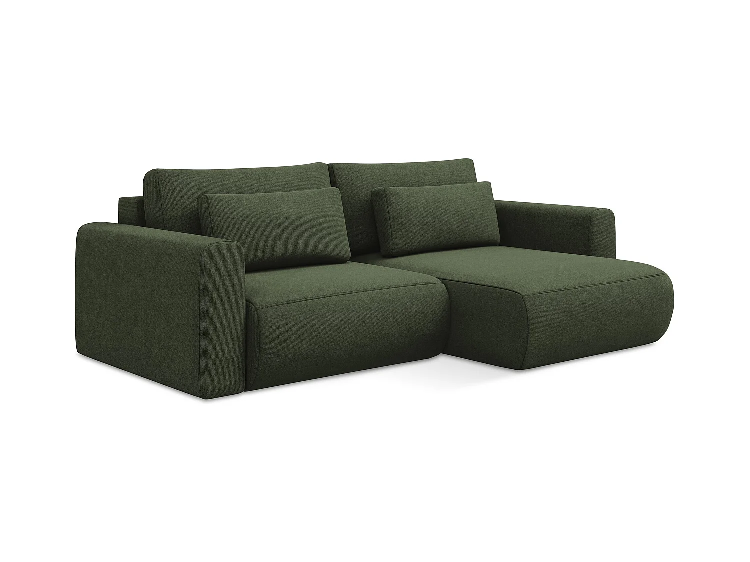 Canapé d’angle 2,5 places droit convertible en tissu texturé - olive - KAPUA