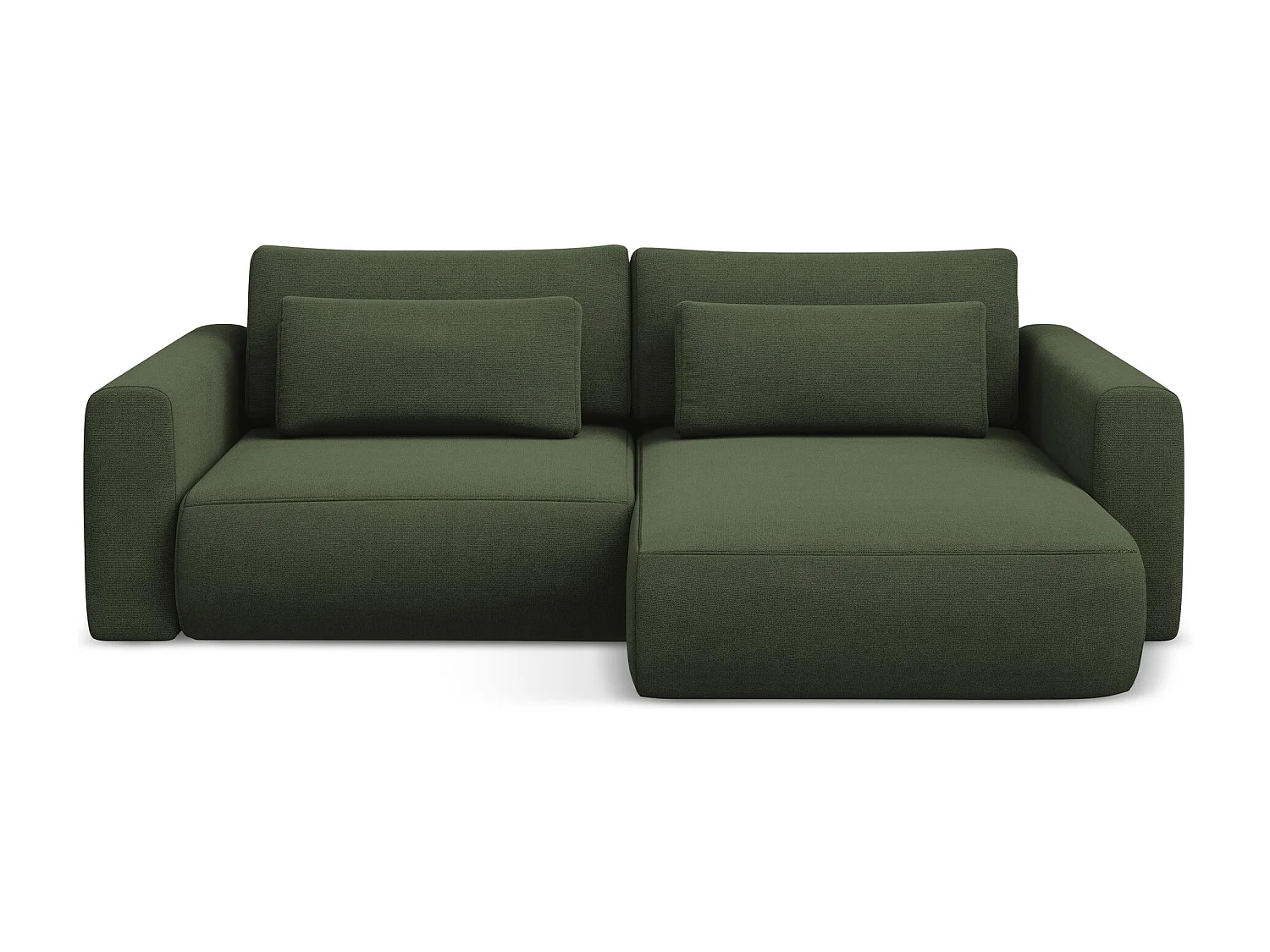 Canapé d’angle 2,5 places droit convertible en tissu texturé - olive - KAPUA