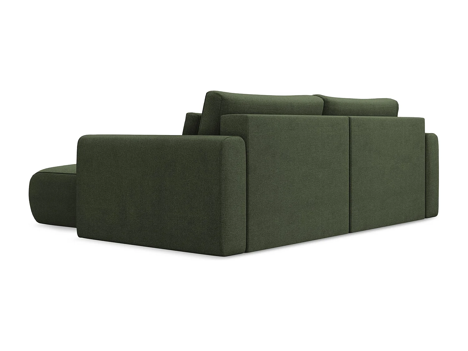 Canapé d’angle 2,5 places droit convertible en tissu texturé - olive - KAPUA