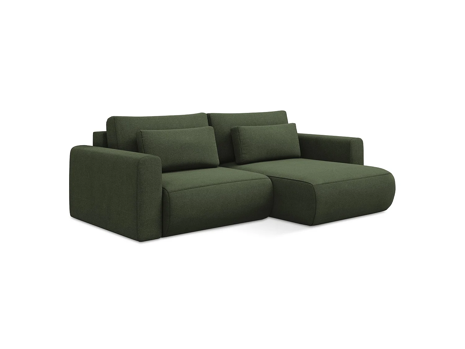 2-Sitzer Ecksofa mit Schlaffunktion - Ecke Rechts - Strukturstoff - Olive - PERUGIA