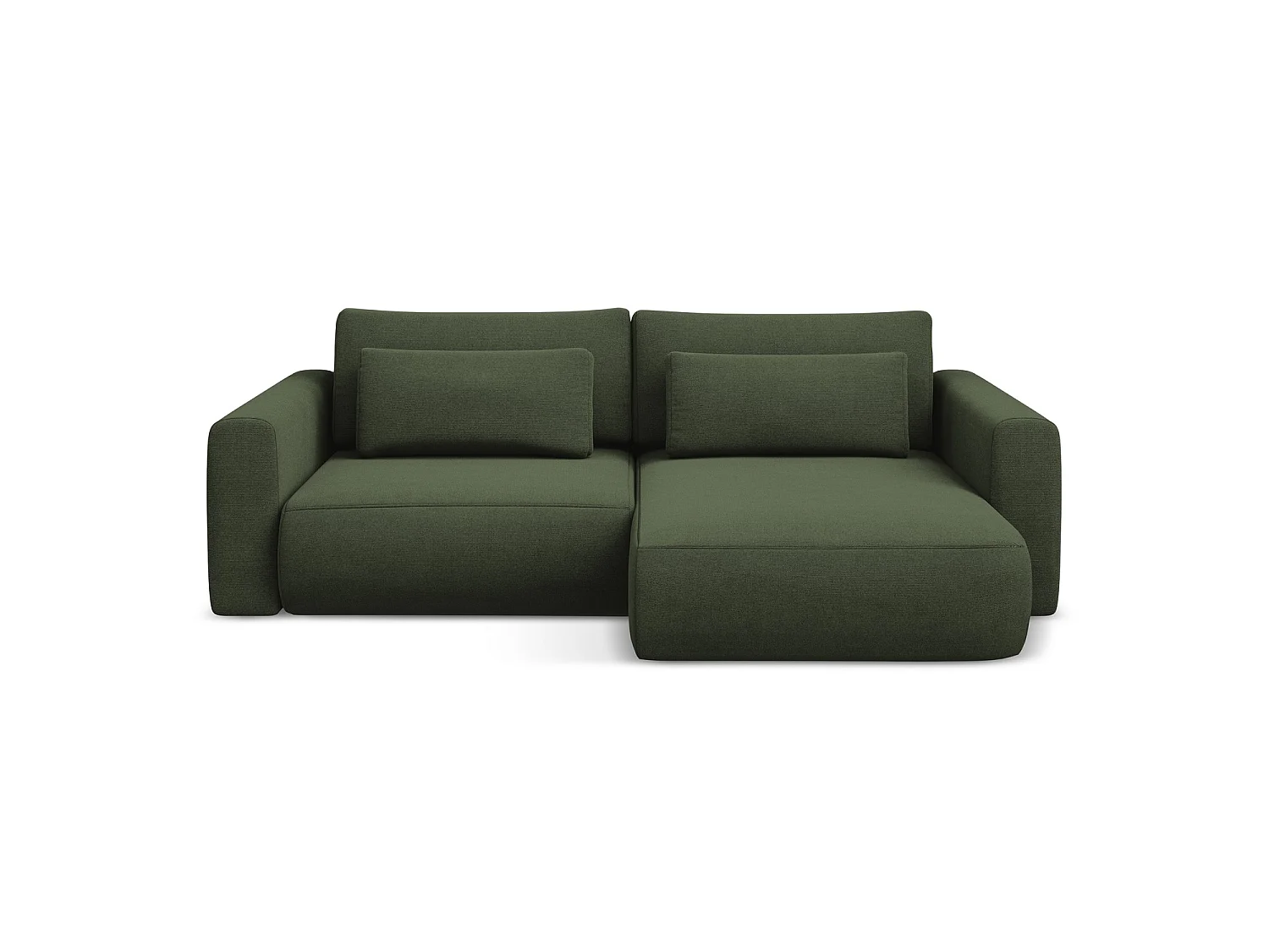 2-Sitzer Ecksofa mit Schlaffunktion - Ecke Rechts - Strukturstoff - Olive - PERUGIA